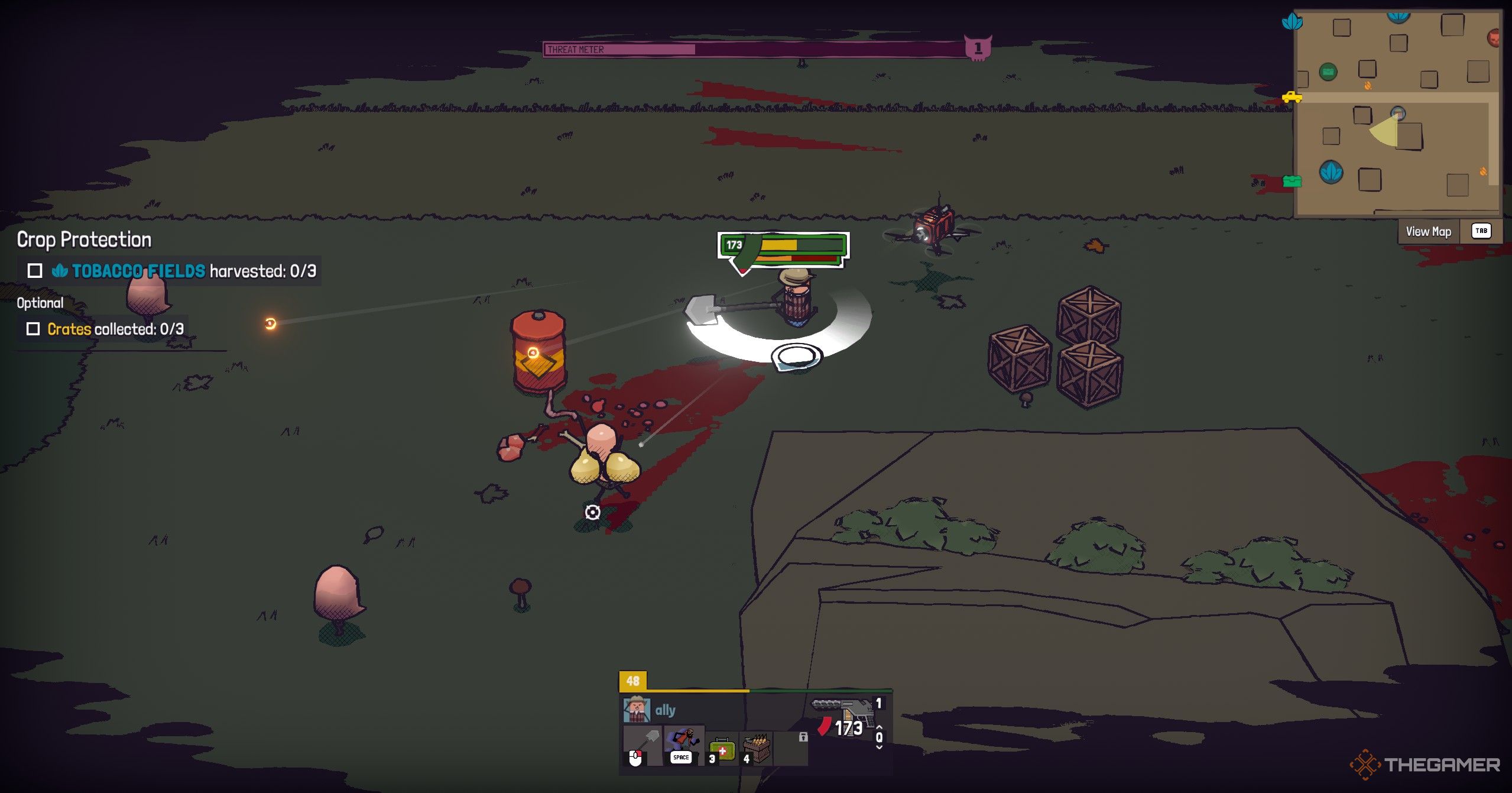 Character clearing out hoardes in Guntouchables.