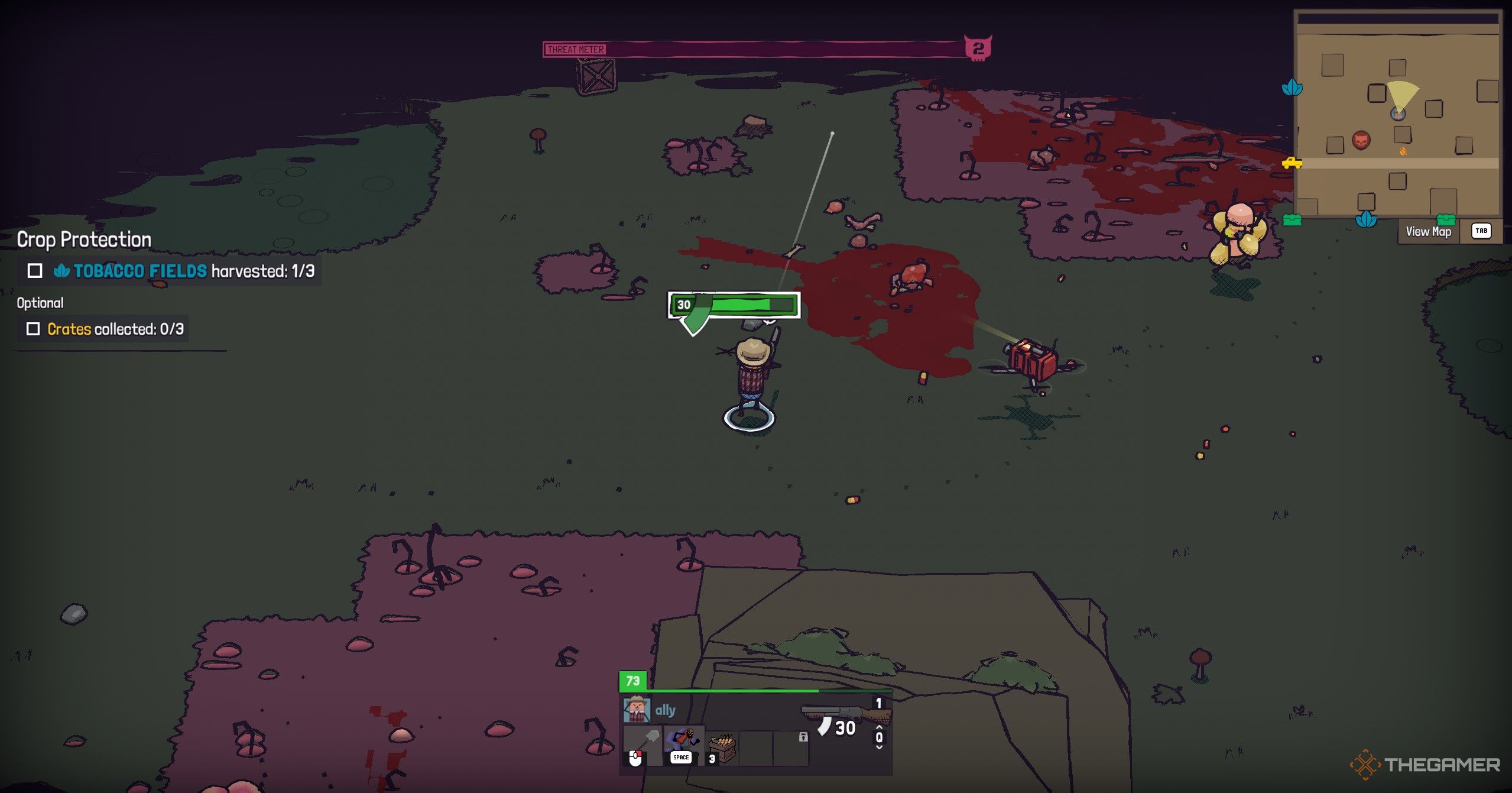 Character clearing out hoardes in Guntouchables.