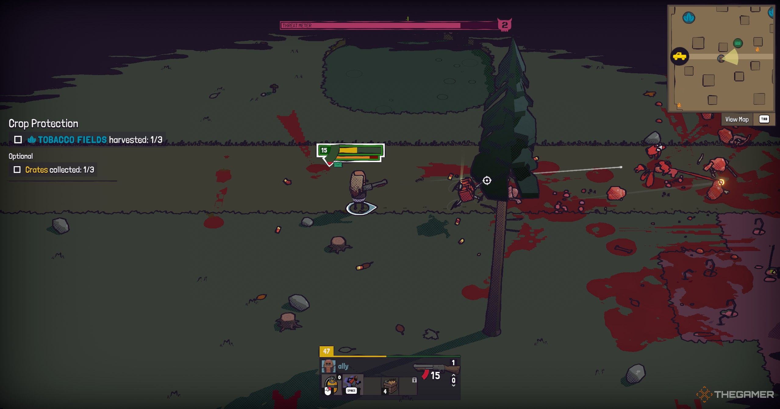 Character killing hoardes in Guntouchables.