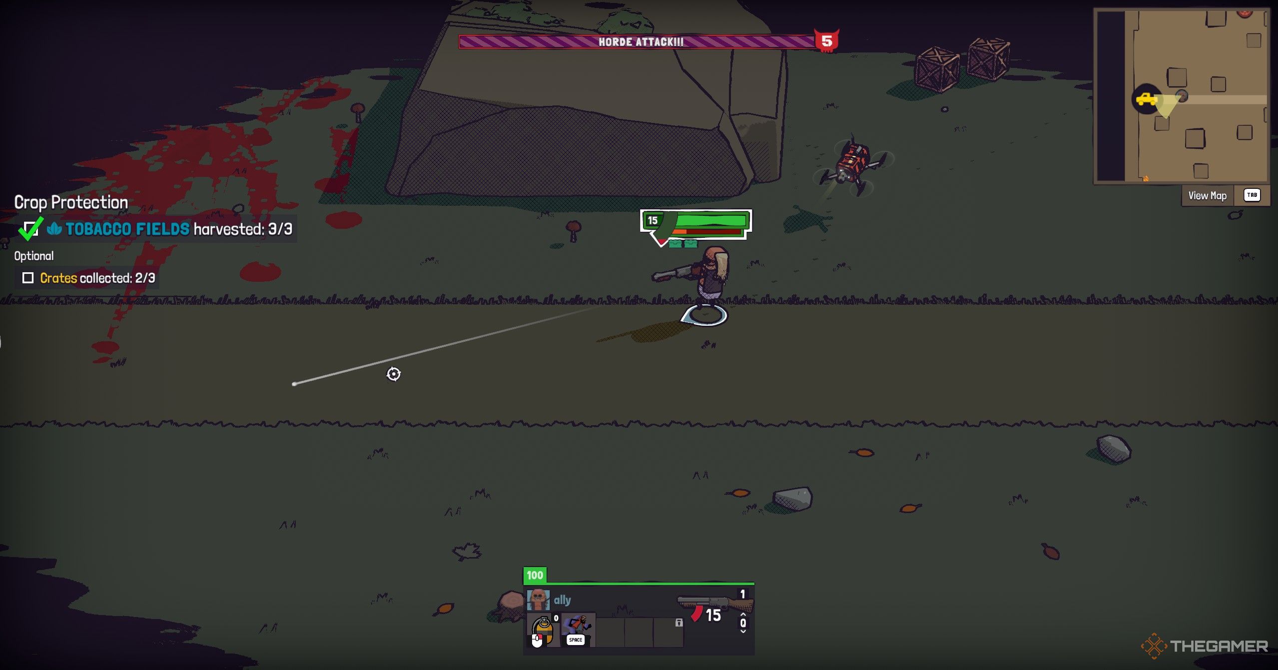 Character killing hoardes in Guntouchables.