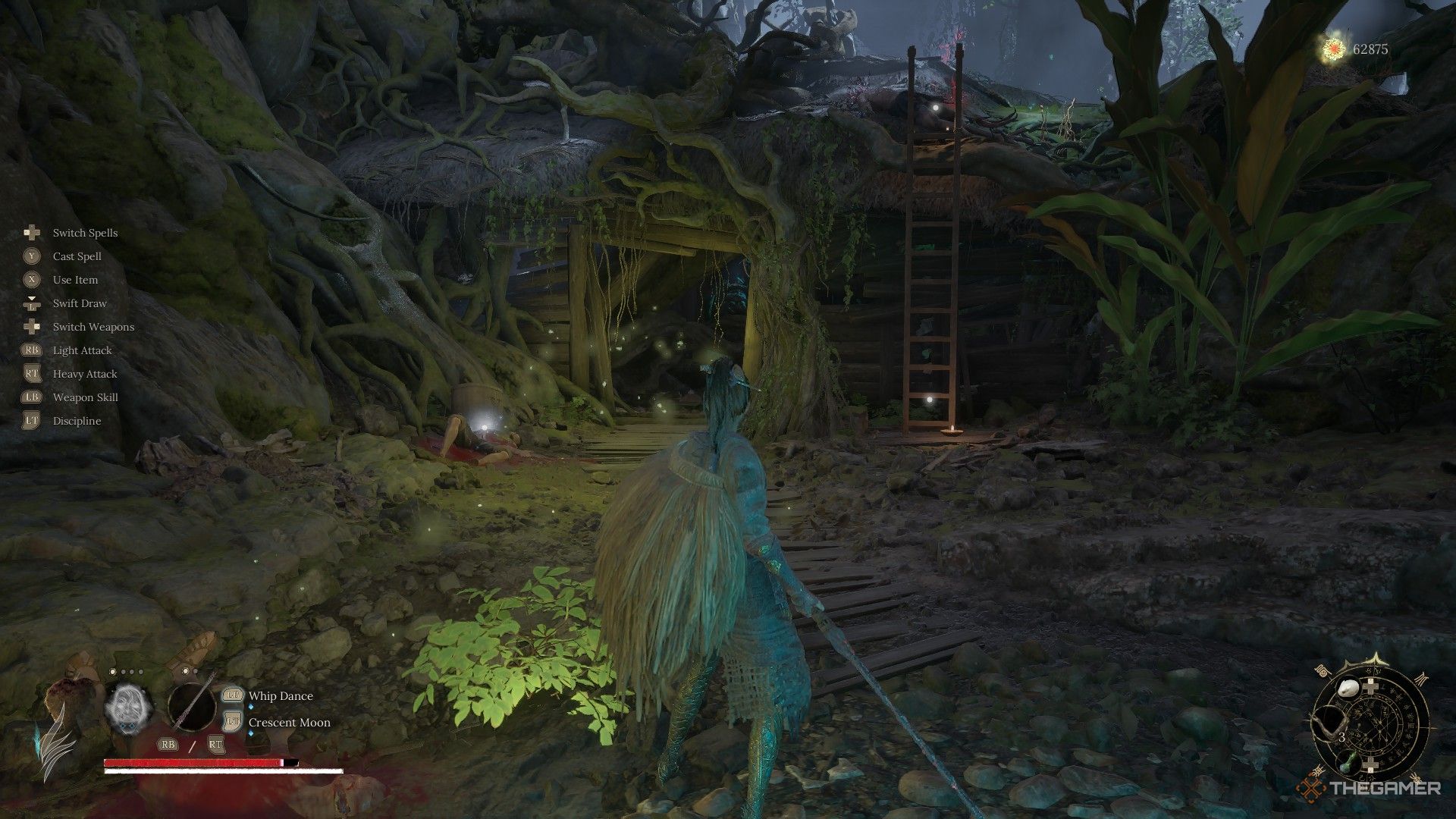Wuchang stands in front of the entrance to the Avian Marsh shrine in Wuchang: Fallen Feathers.