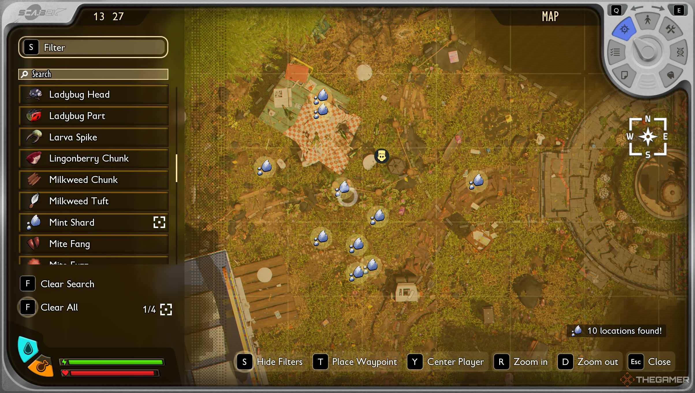Map with a location of mint shards in Grounded 2.