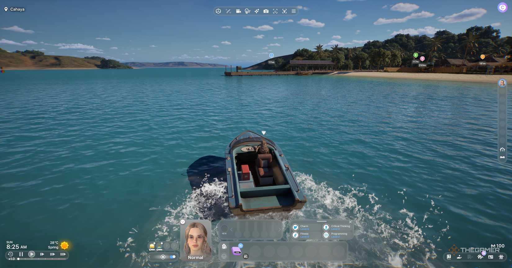 Zoi driving a boat in InZoi.
