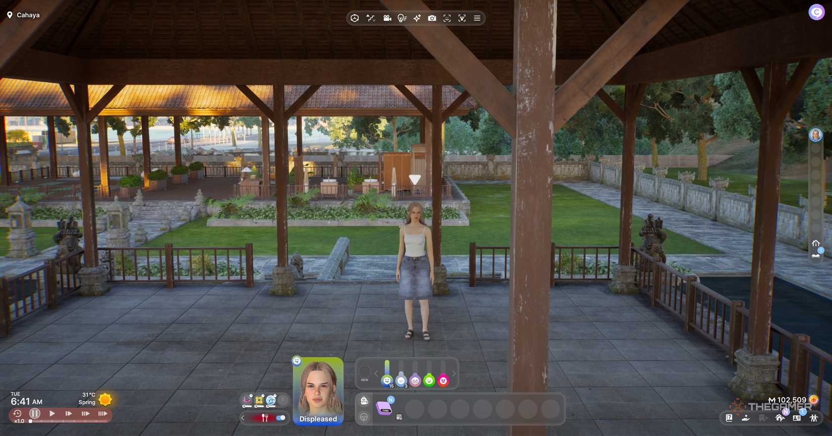 Zoi standing in the temple in InZoi.