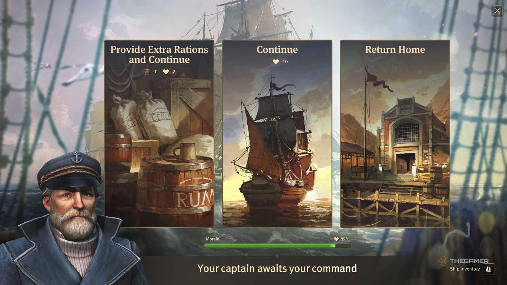 the captain requests orders during an expedition in anno 1800.