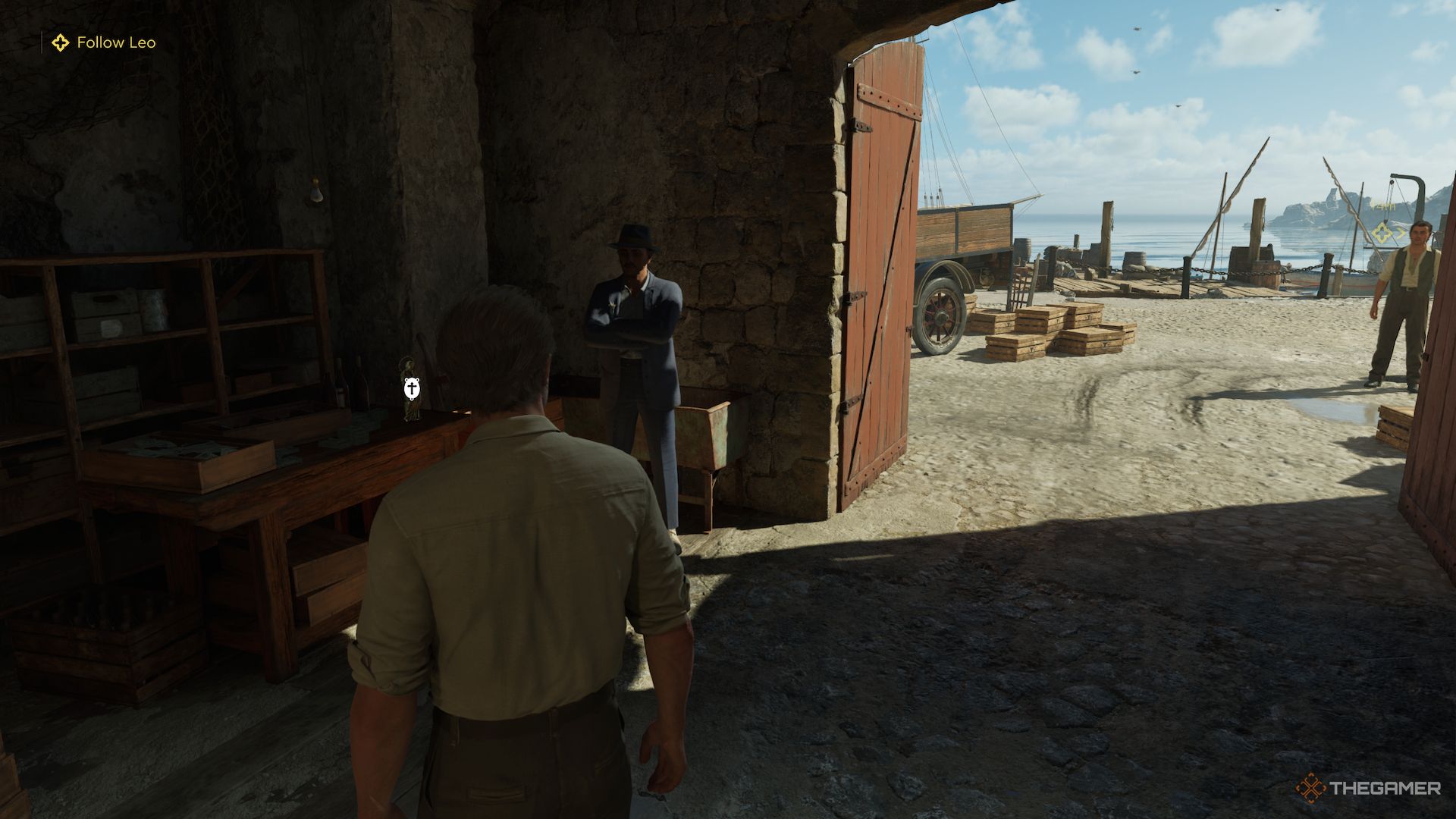 A charm next to big doors in Mafia The Old Country.