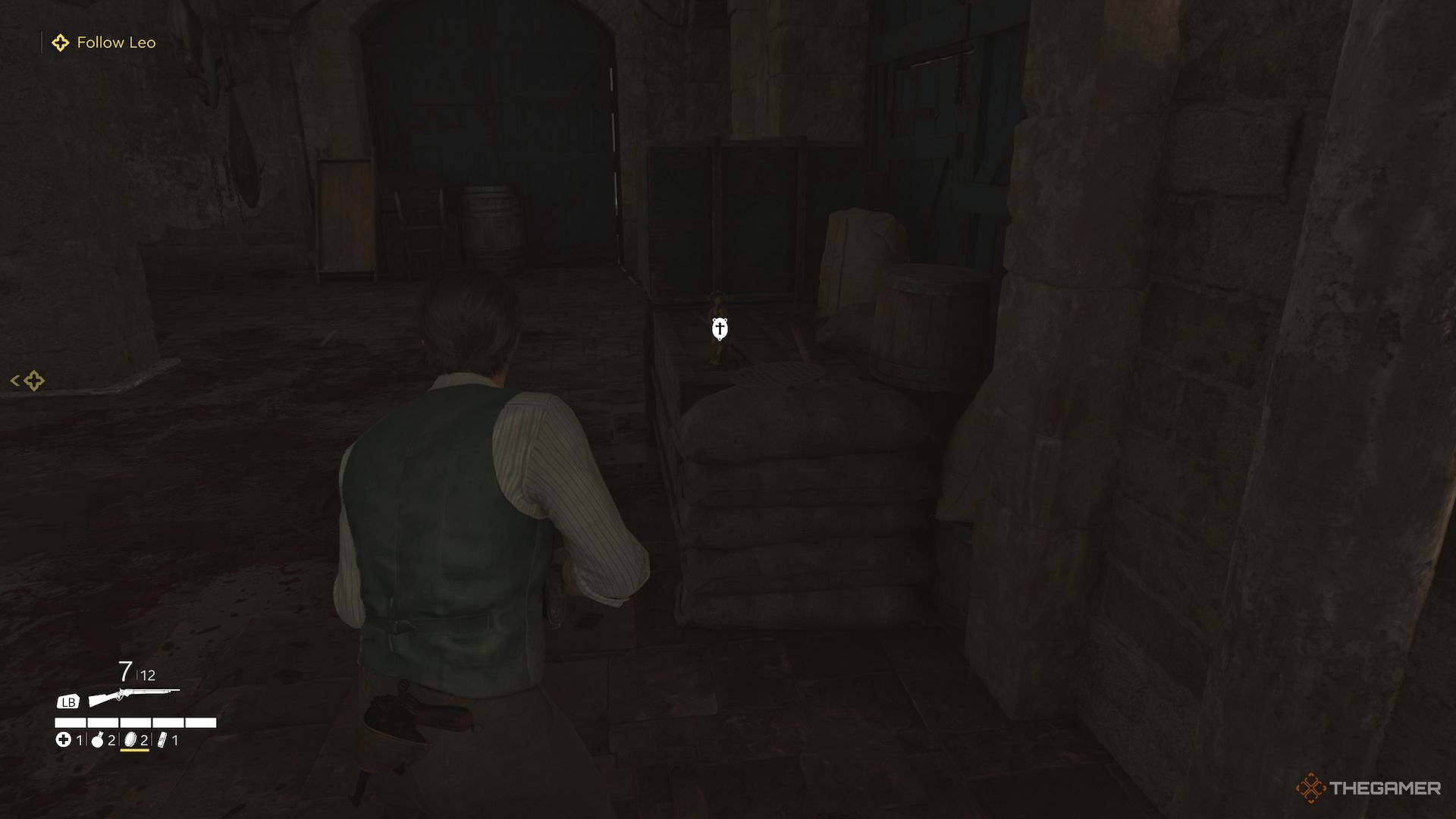 A charm on a box, near a sandbag in Mafia The Old Country.