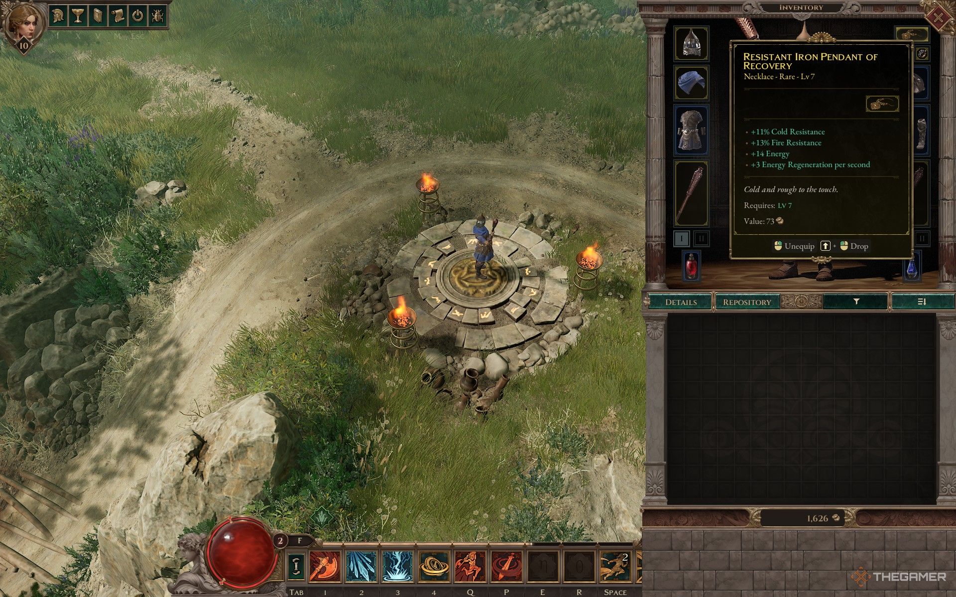 A necklace granting elemental resistances in Titan Quest 2.