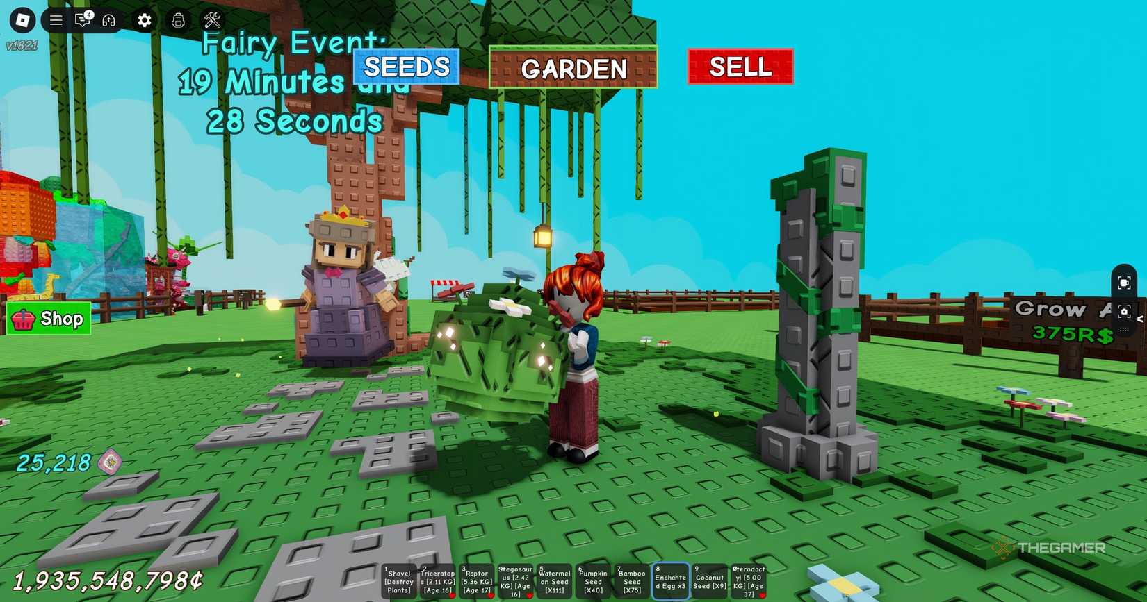 A player holding an Enchanted Egg in Grow a Garden.
