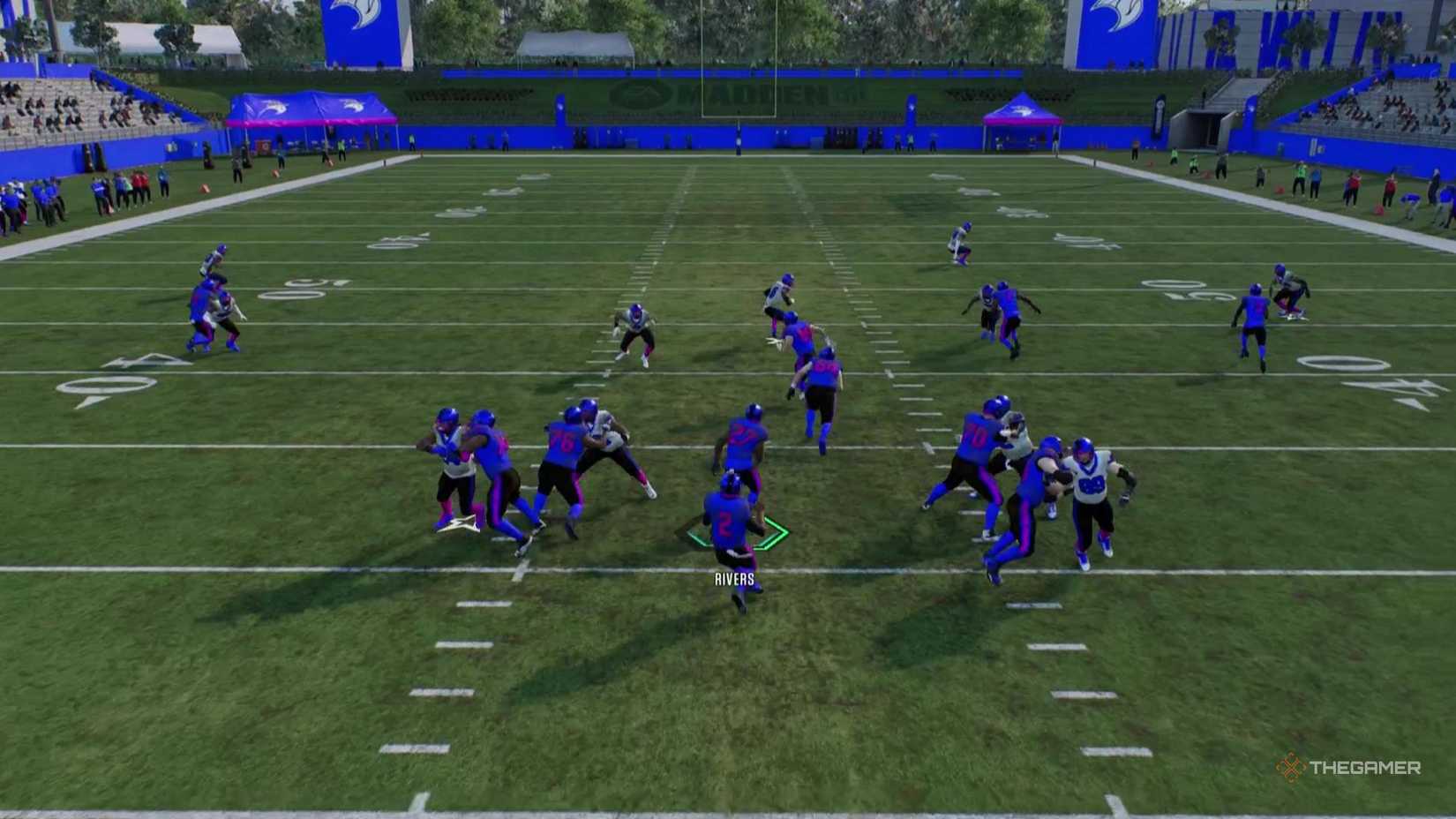 A running back runs through a running lane in Madden NFL 26.