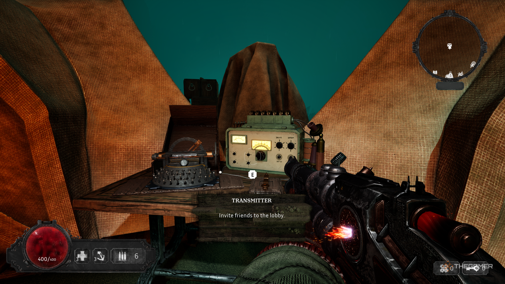 A player approaching the Transmitter in Abyssus.