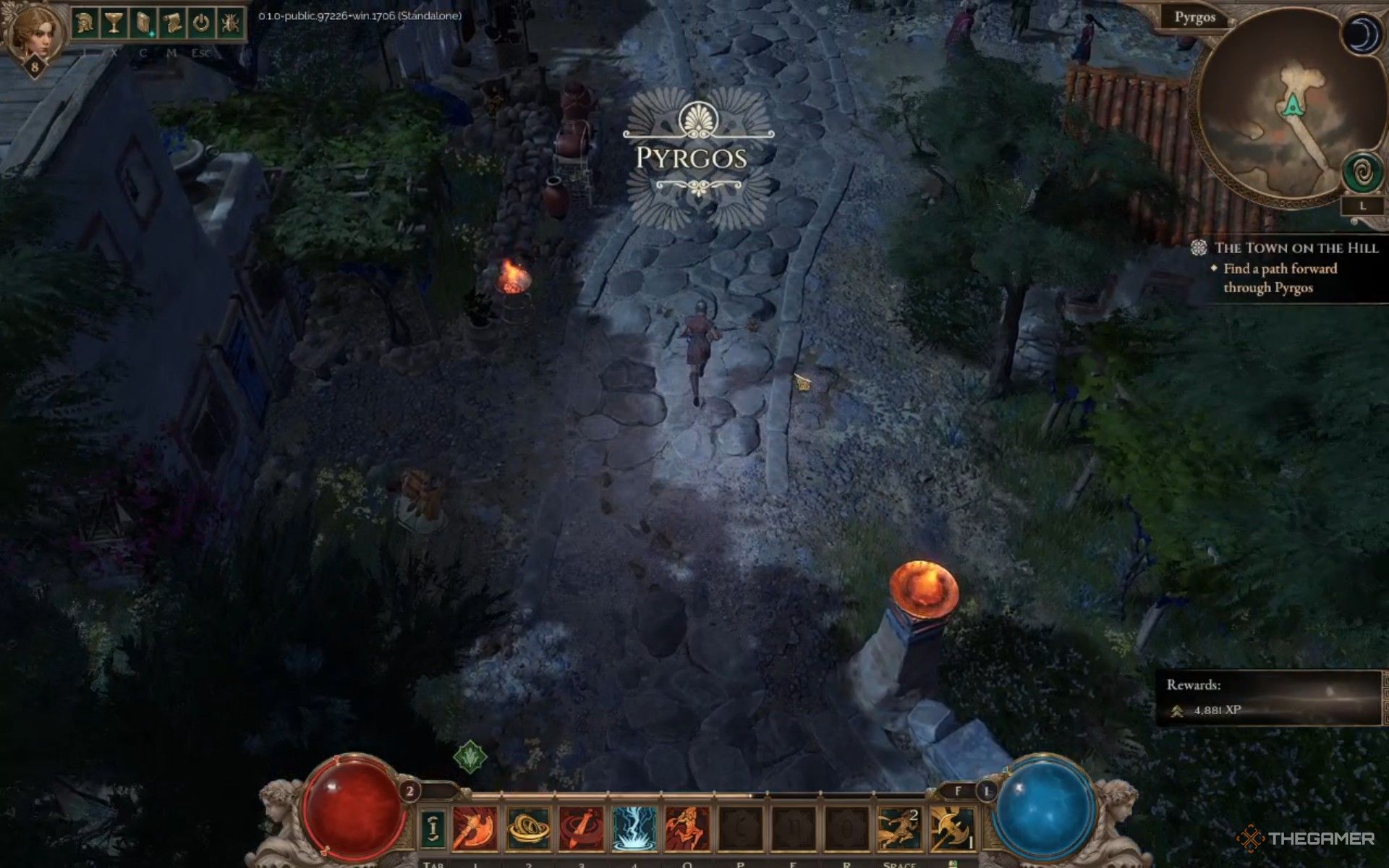 Arriving in Pyrgos in Titan Quest 2.