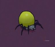 Close up of a Bile Crawler, a massive green tick with a bloated abdomen, in Guntouchables.
