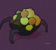 Close up of a Bile Dog, a four-legged creature with large green bumps on its back, in Guntouchables.