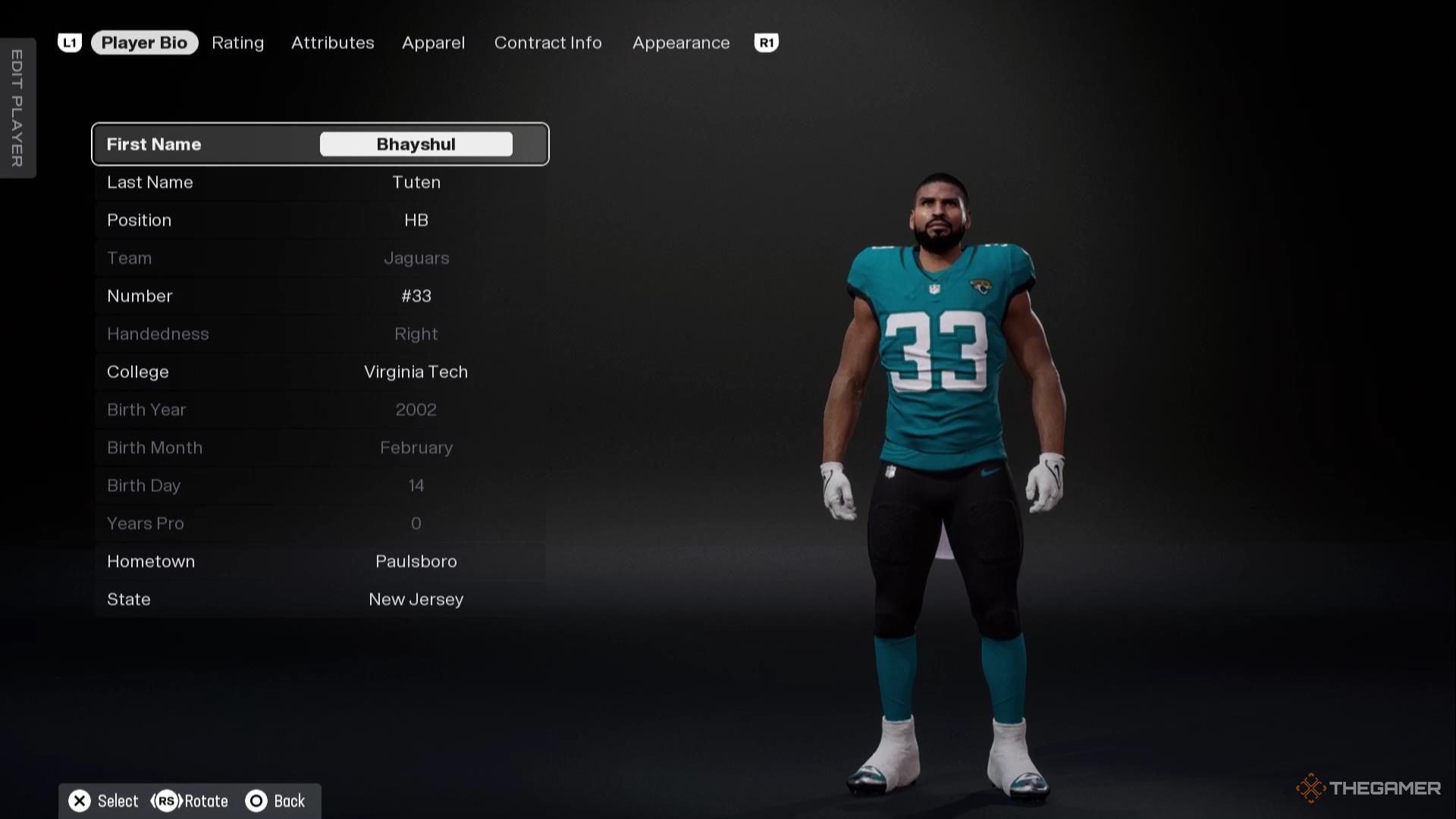 Bhayshul Tuten in Madden NFL 26.