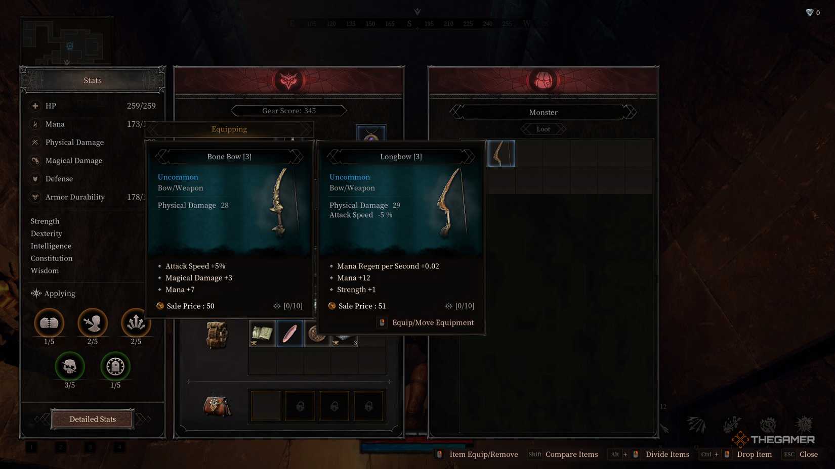 Bone bow and Longbow, both blue, for Urud.