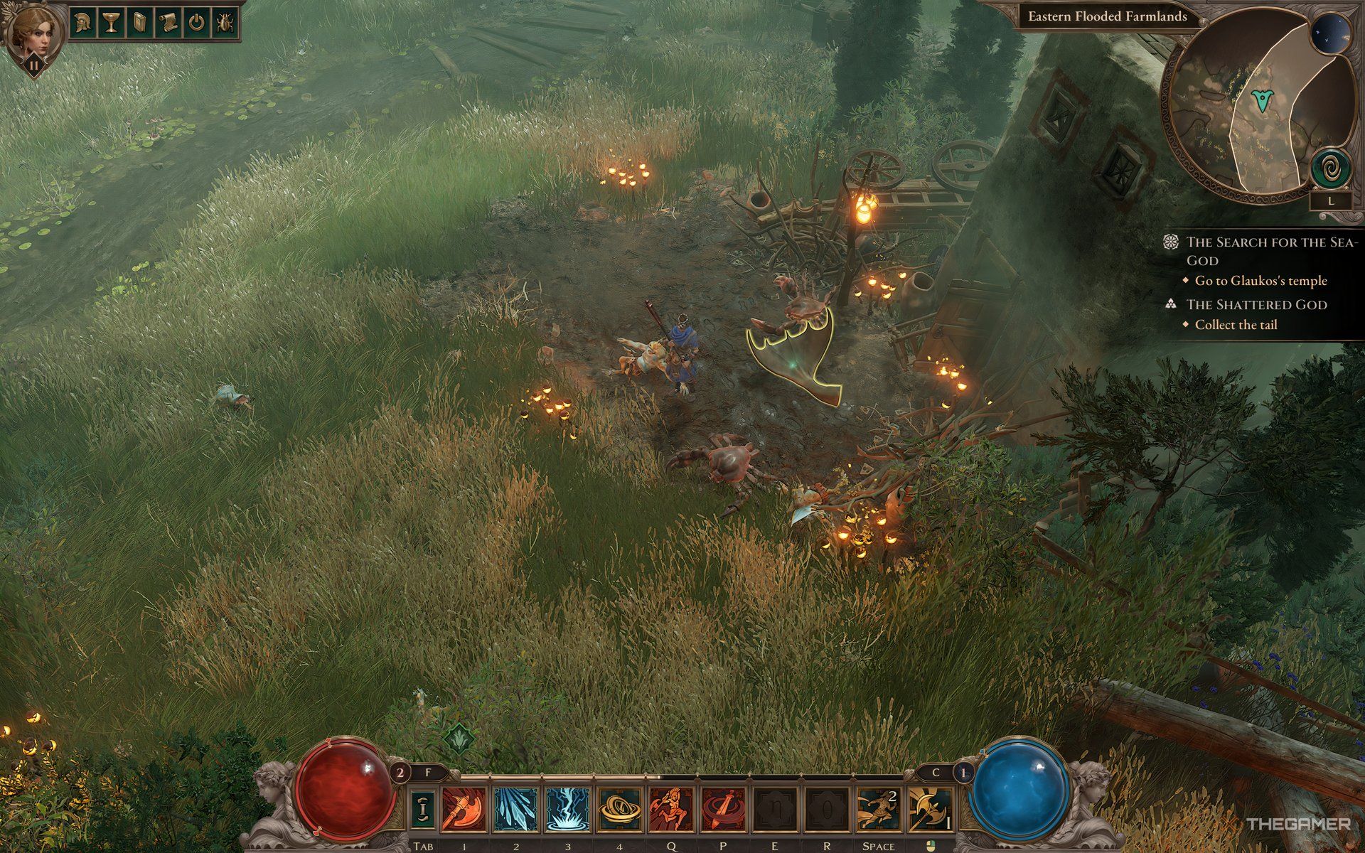 Broken statue tail location for the Shattered God quest in Titan Quest 2.