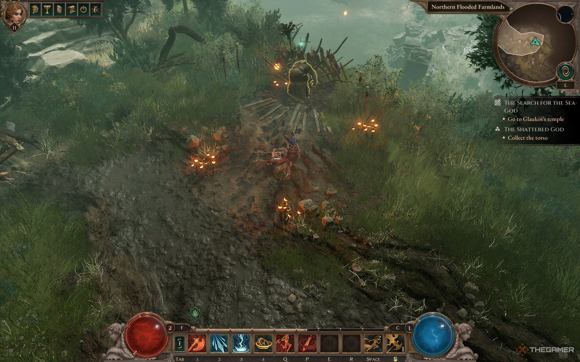 Broken statue torso location for the Shattered God quest in Titan Quest 2.