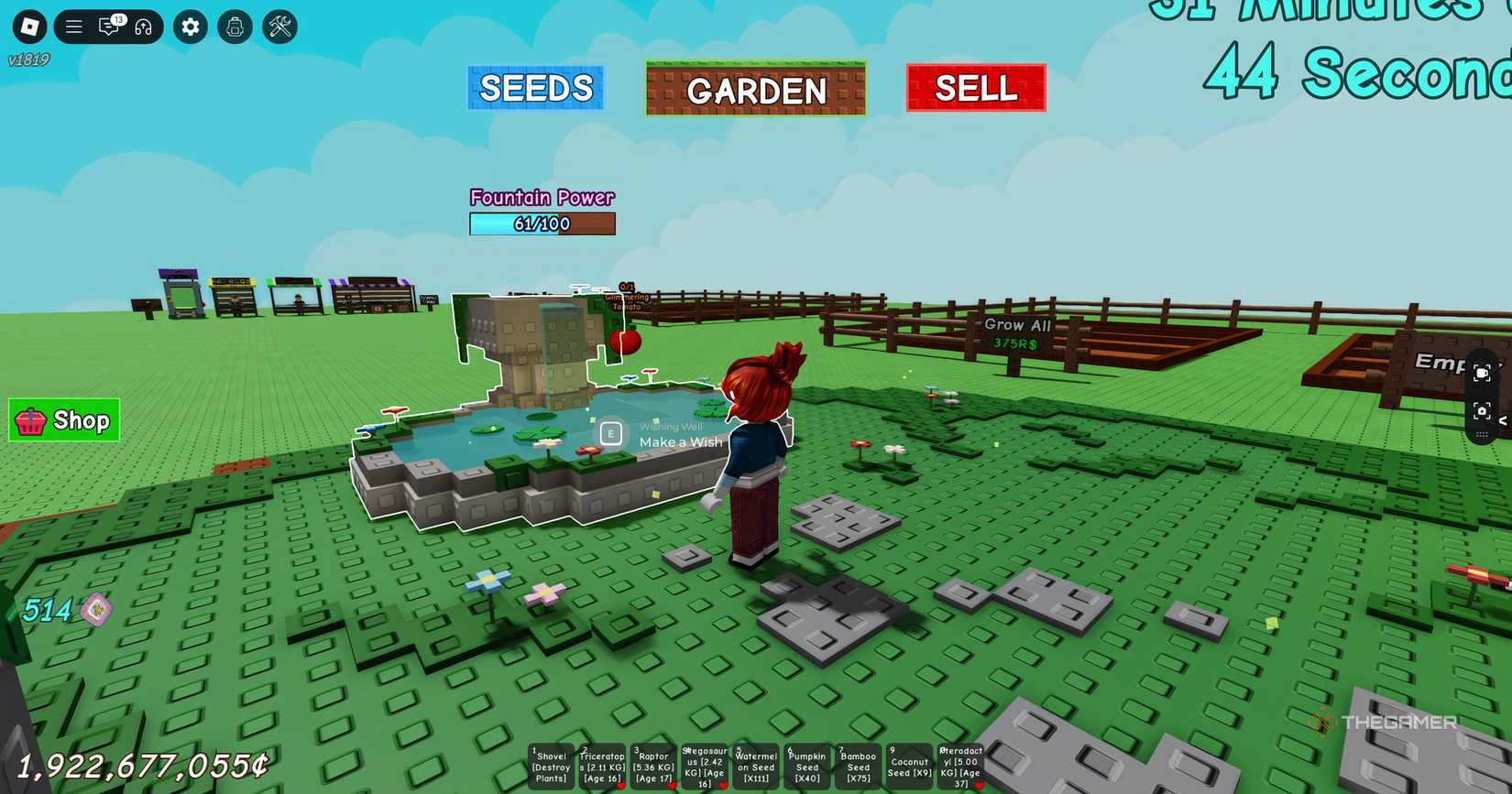 By the Wishing Well in Roblox's Grow a Garden.