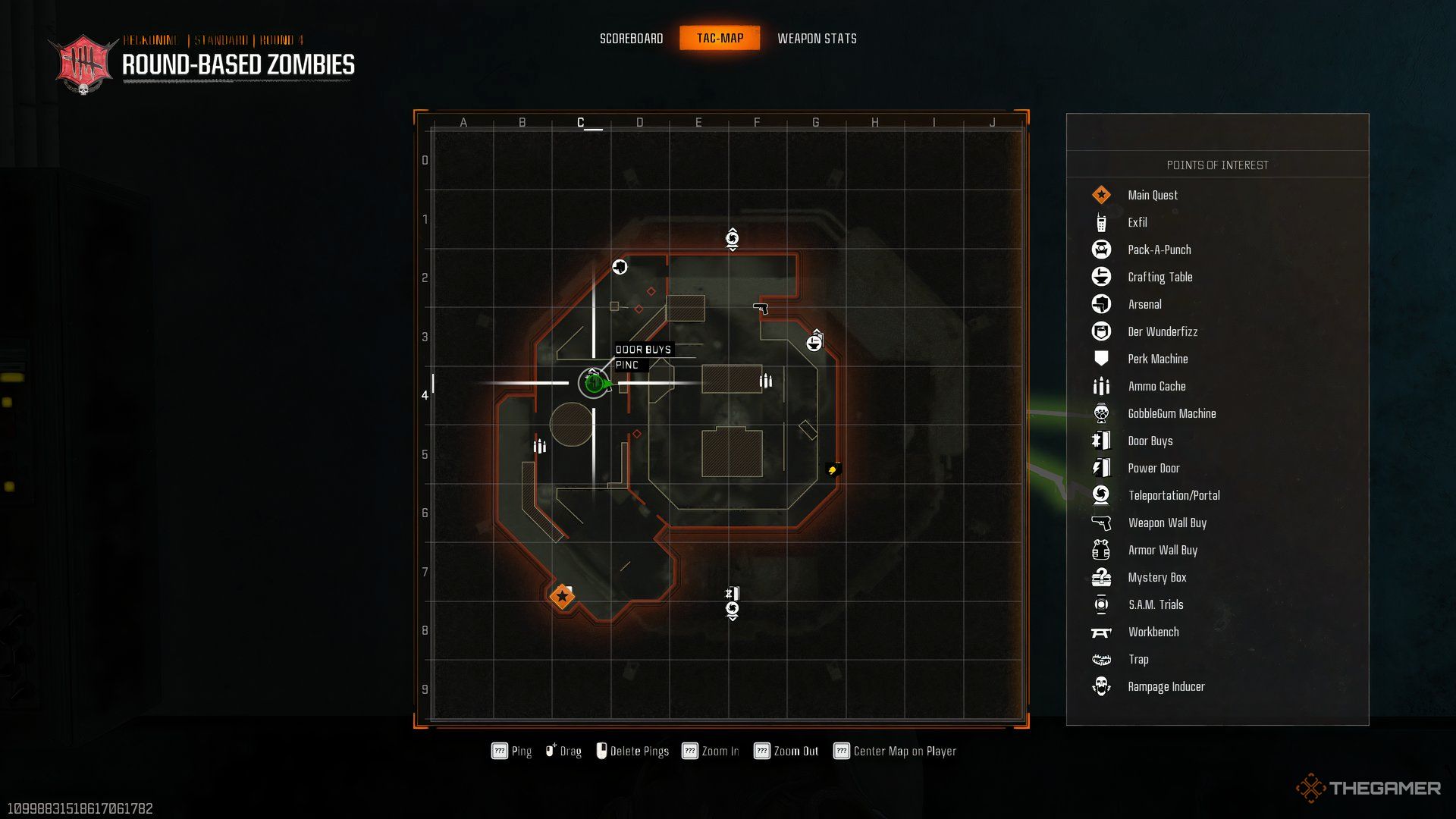 The player's position highlighted in the map of Call of Duty: Black Ops 6 Zombies with the Marine SP location selected.