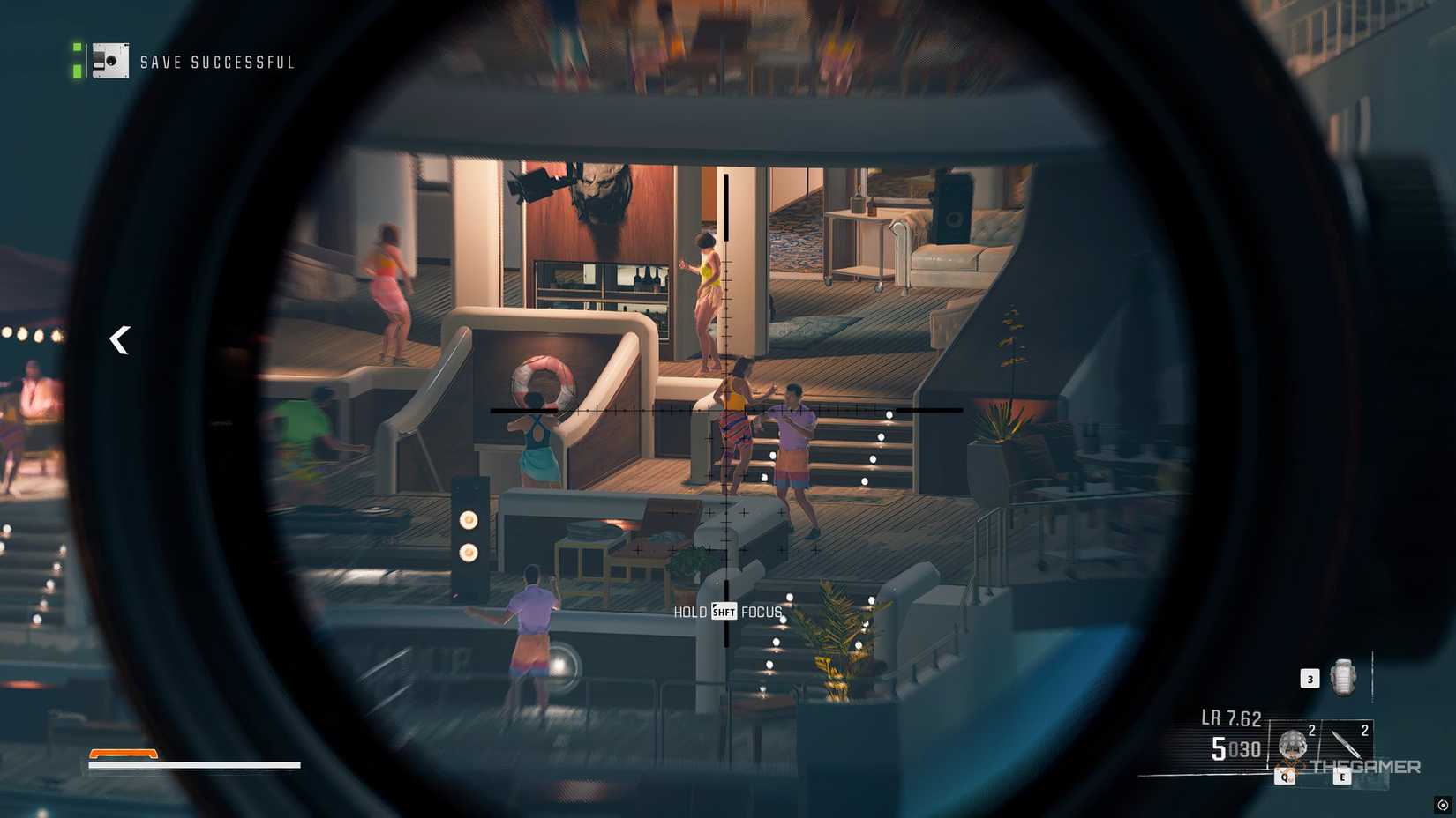 The player using a sniper while aiming at a boat in Call of Duty: Black Ops 6. 