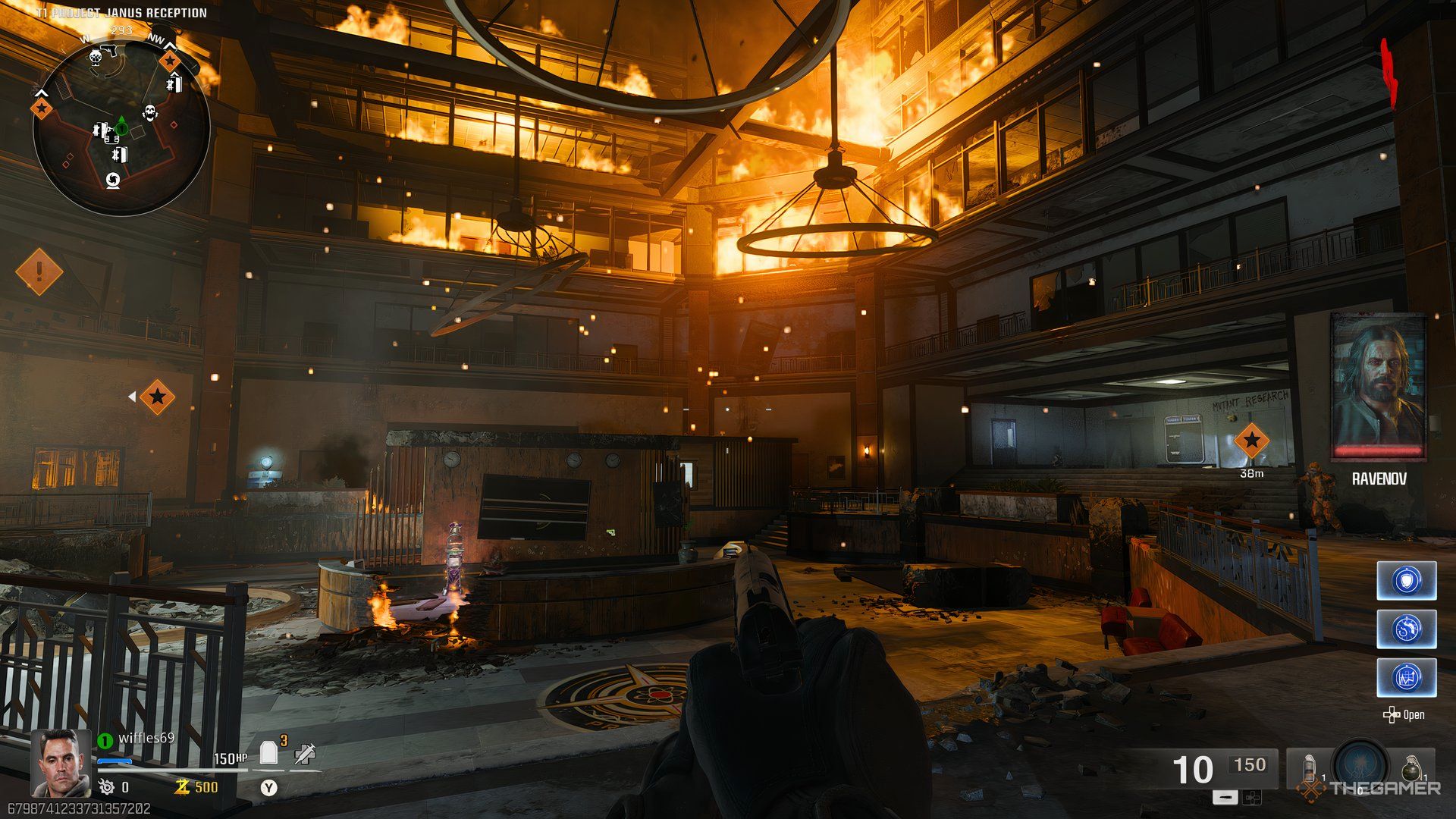The player in the T1 Project Janus Reception area in Call of Duty: Black Ops 6 Zombies.