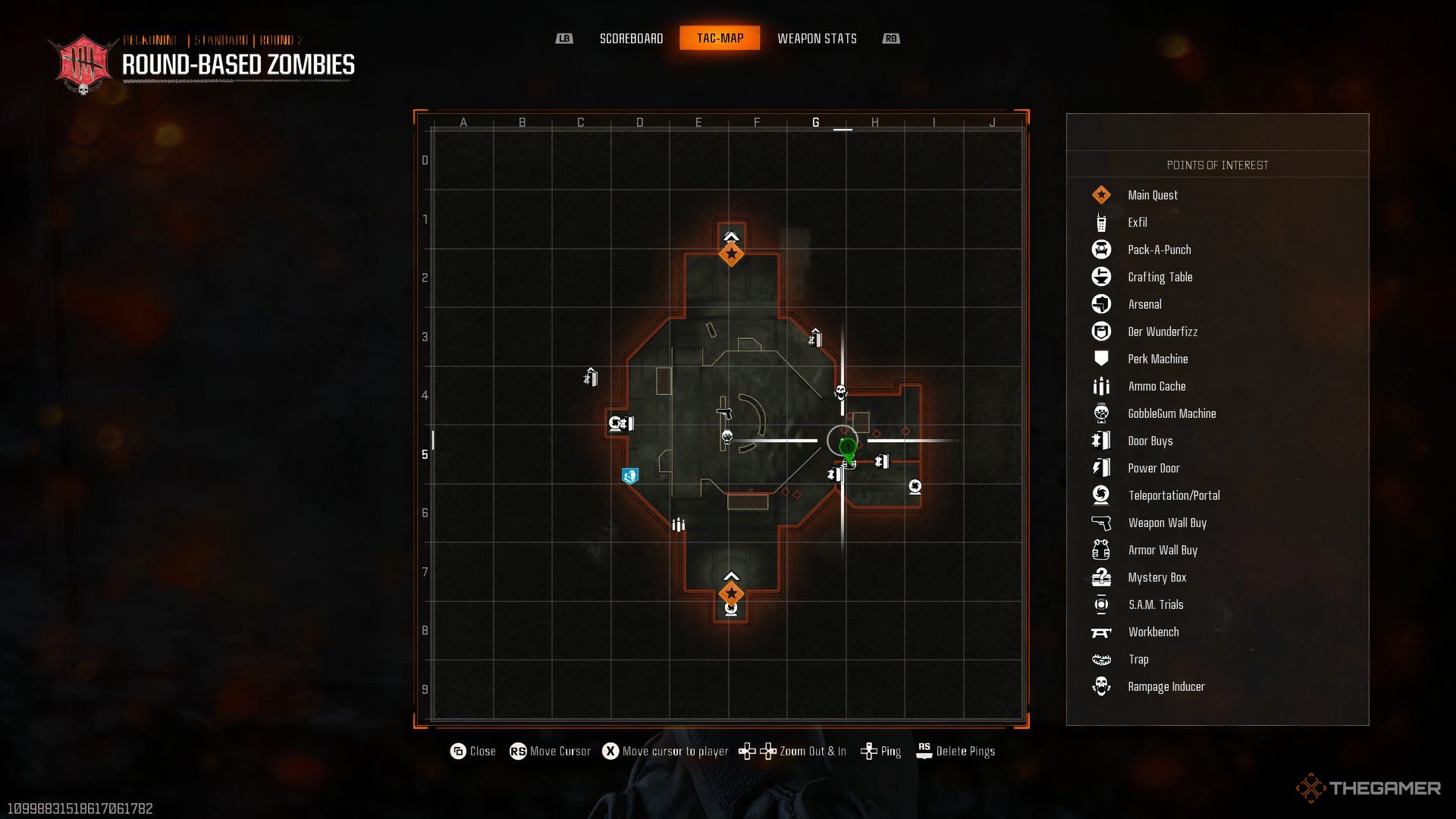 The player's postion highlighted on the map with the Armor Vest in Call of Duty: Black Ops 6 Zombies.