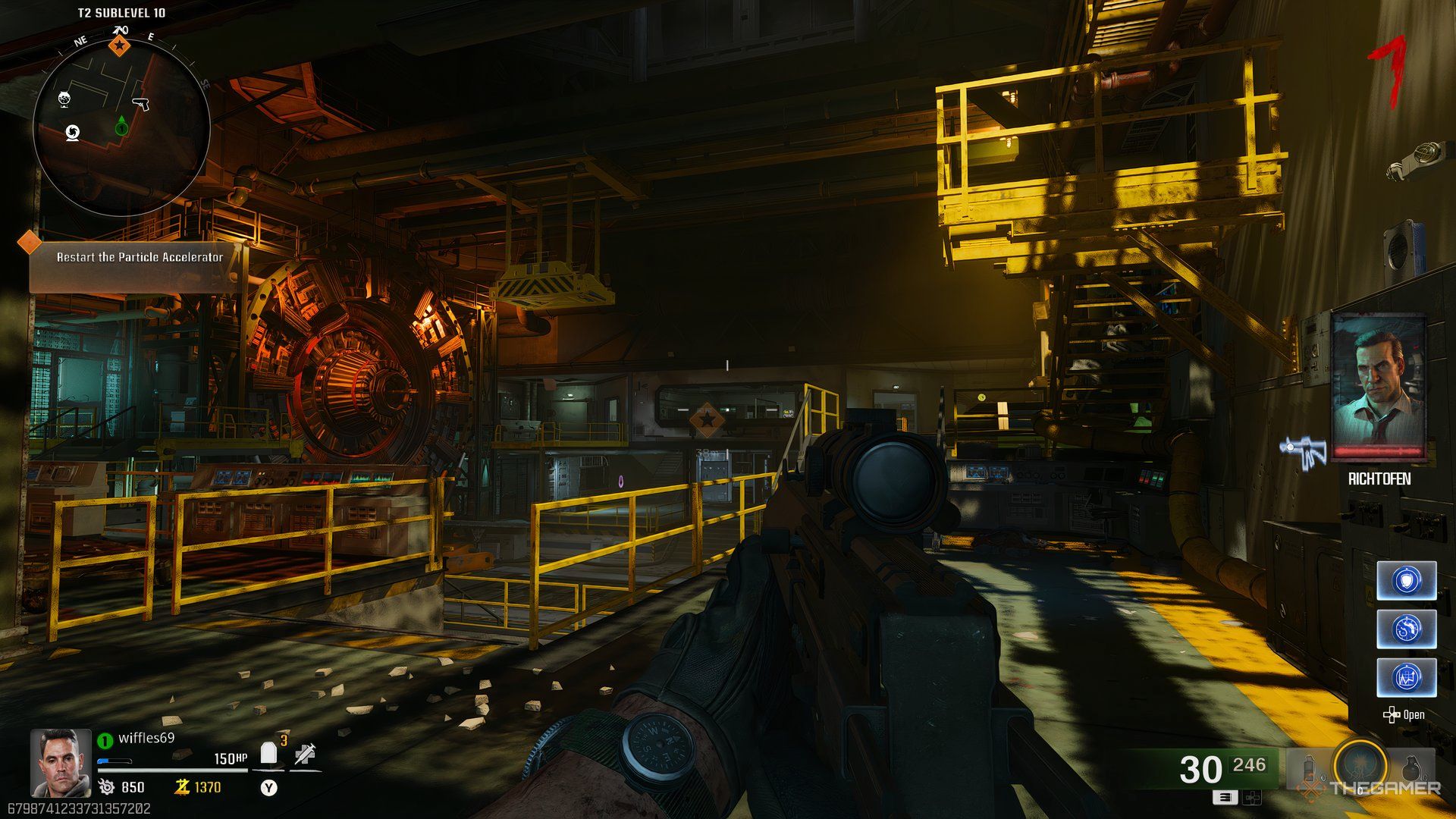 The player inside the T2 Sublevel 10 area in Call of Duty: Black Ops 6 Zombies. 