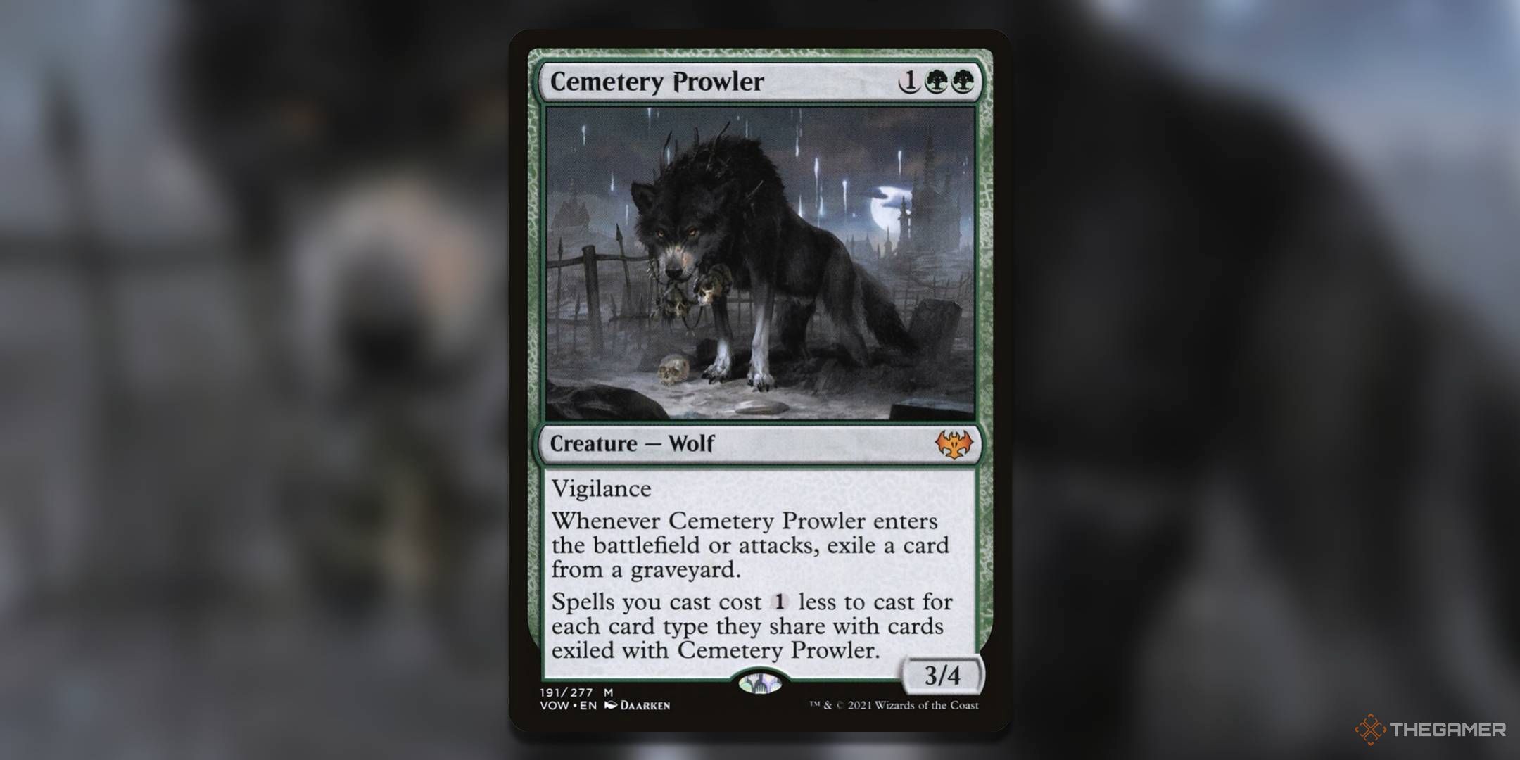 The Cemetery Prowler card, from Magic: The Gathering's Crimson Vow expansion.