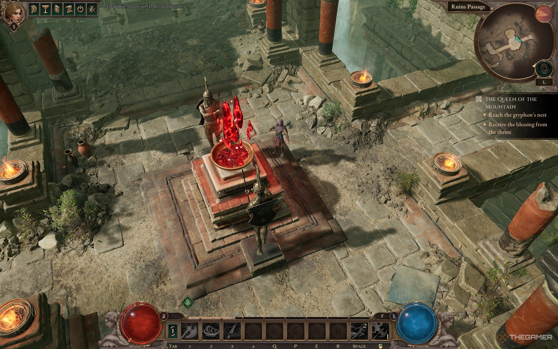 Choosing your first mastery at the Shrine in Titan Quest 2.