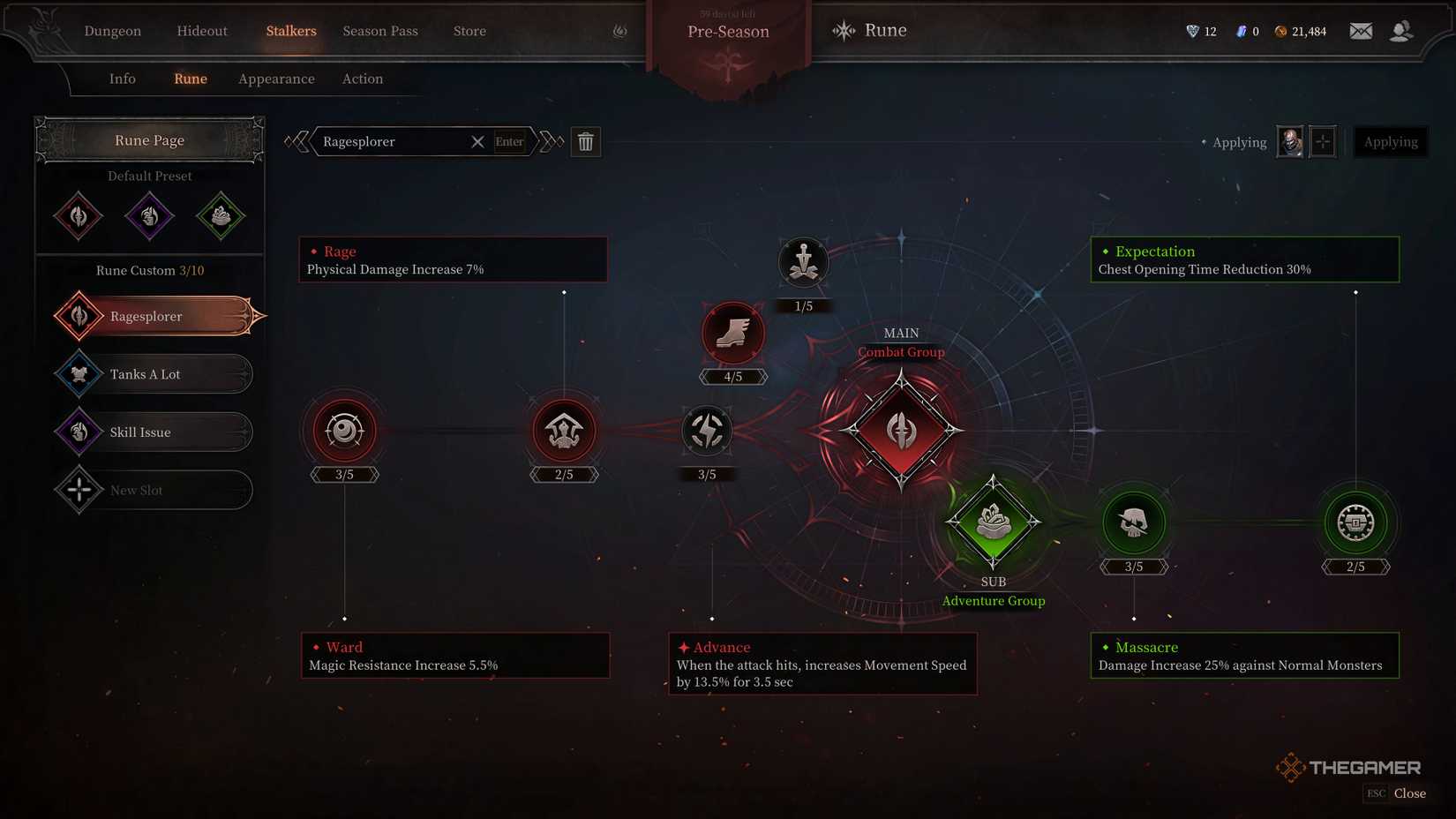 Combat and Adventure rune group for damage and solo runs.