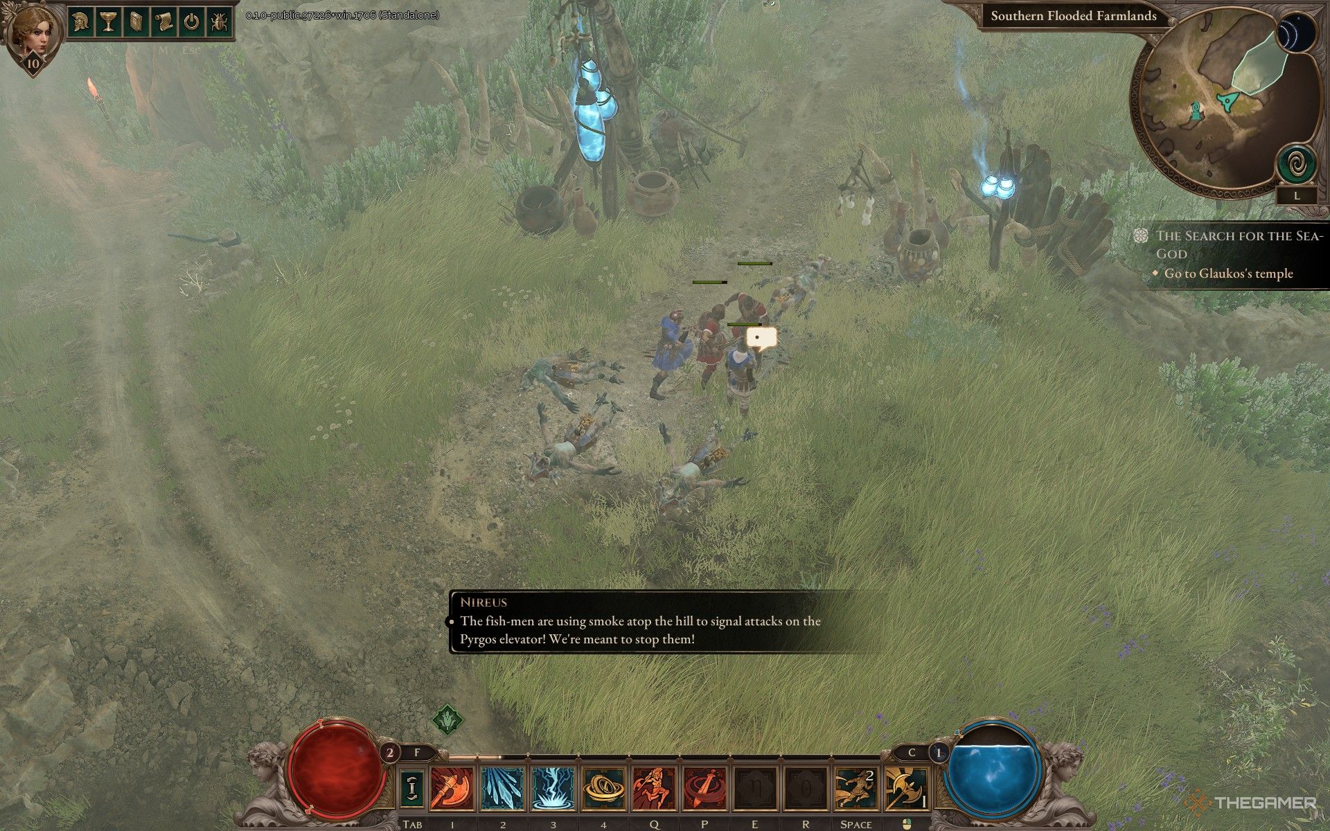Convening to begin the Smoke Over Pyrgos quest in Titan Quest 2.