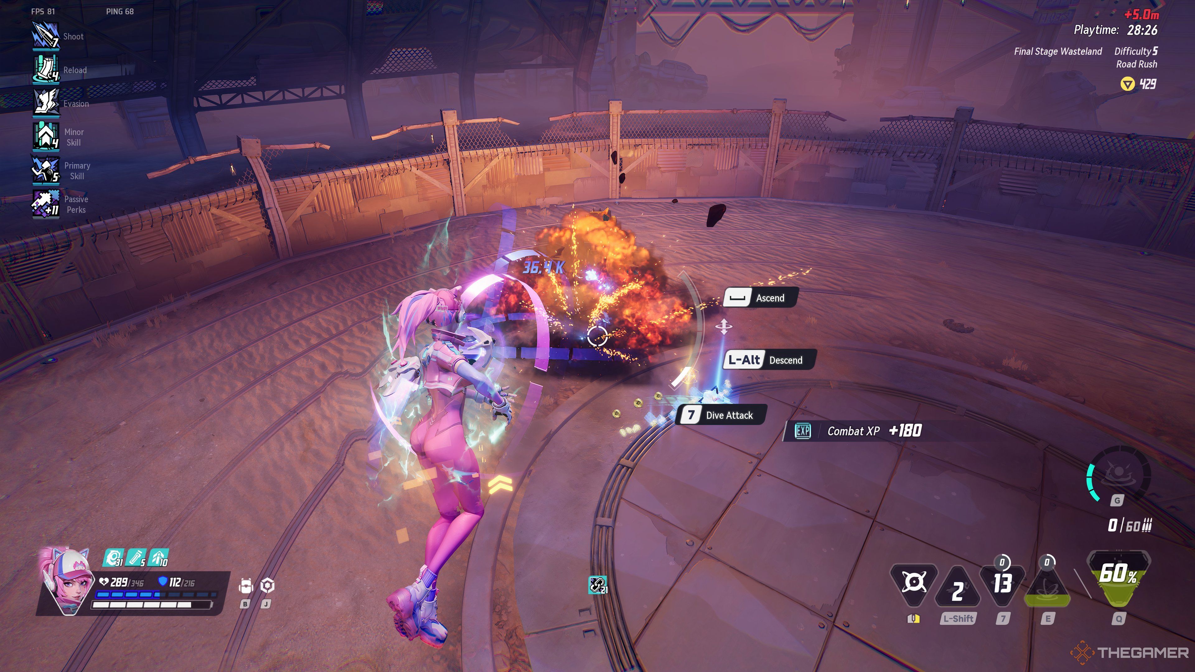 Defeating the final boss of Wasteland as Aurora in Terminull Brigade.