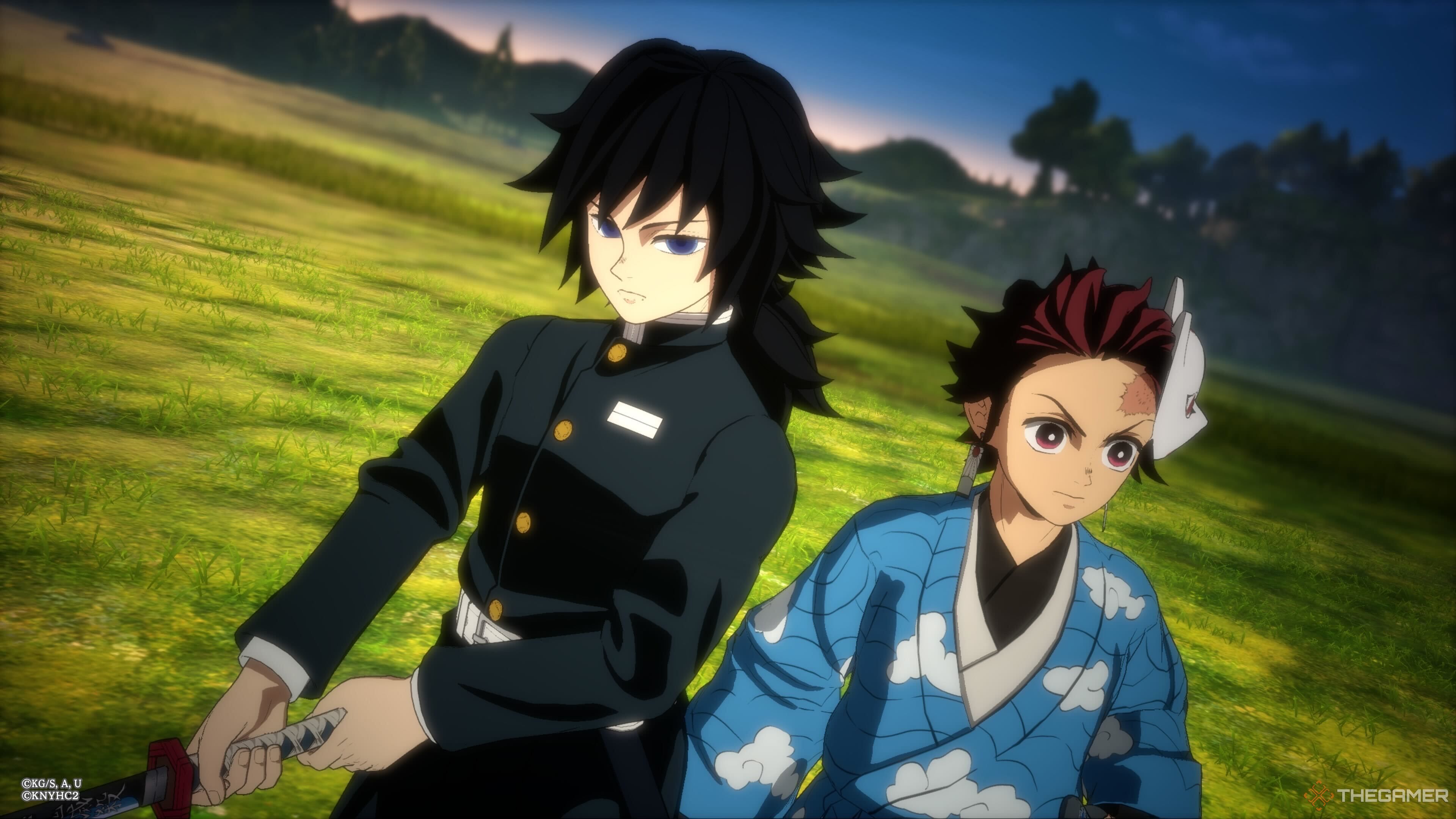 Giyu and Tanjiro in Demon Slayer: The Hinokami Chronicles 2.