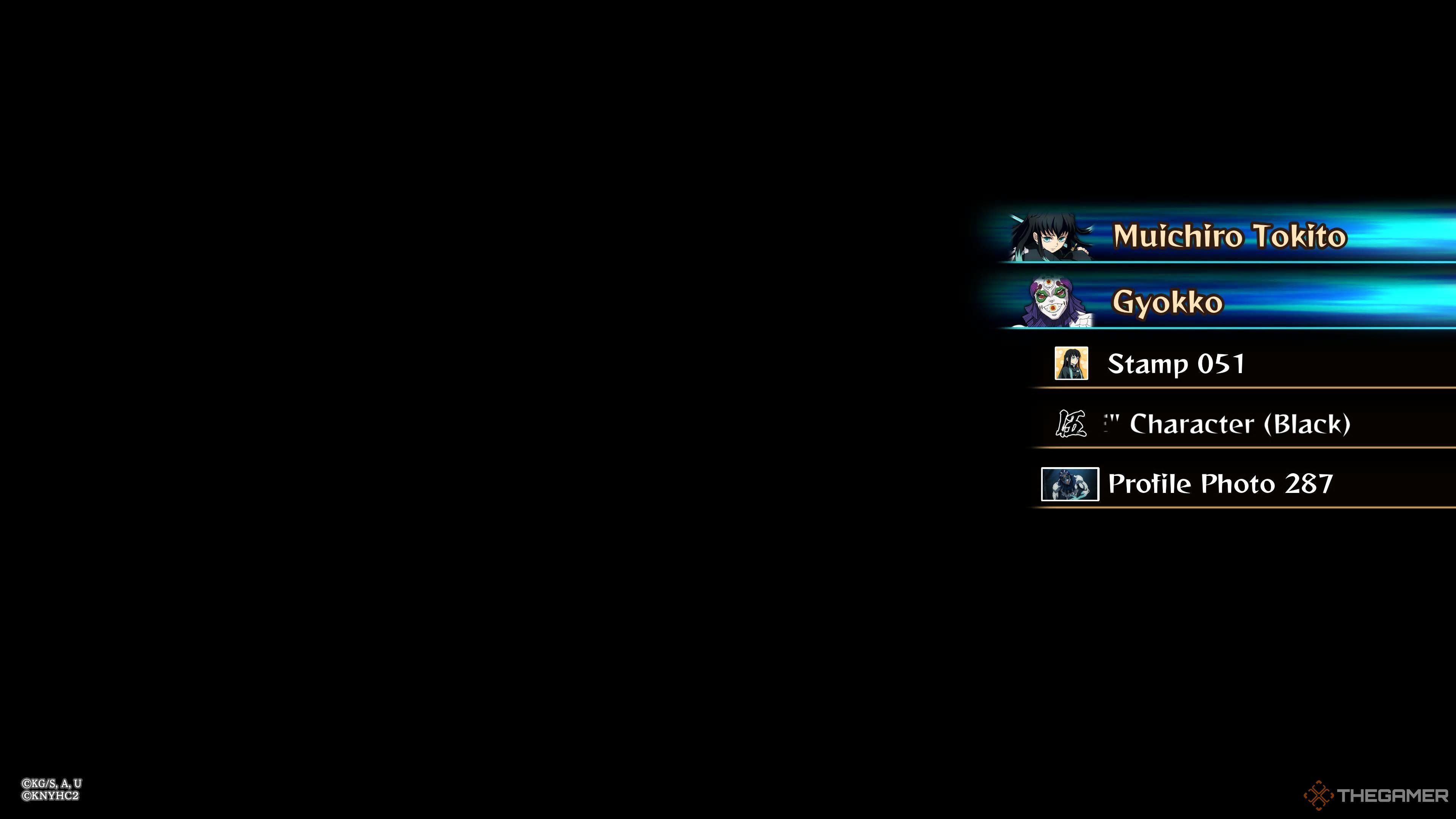 The unlock character screen in Demon Slayer: The Hinokami Chronicles 2.
