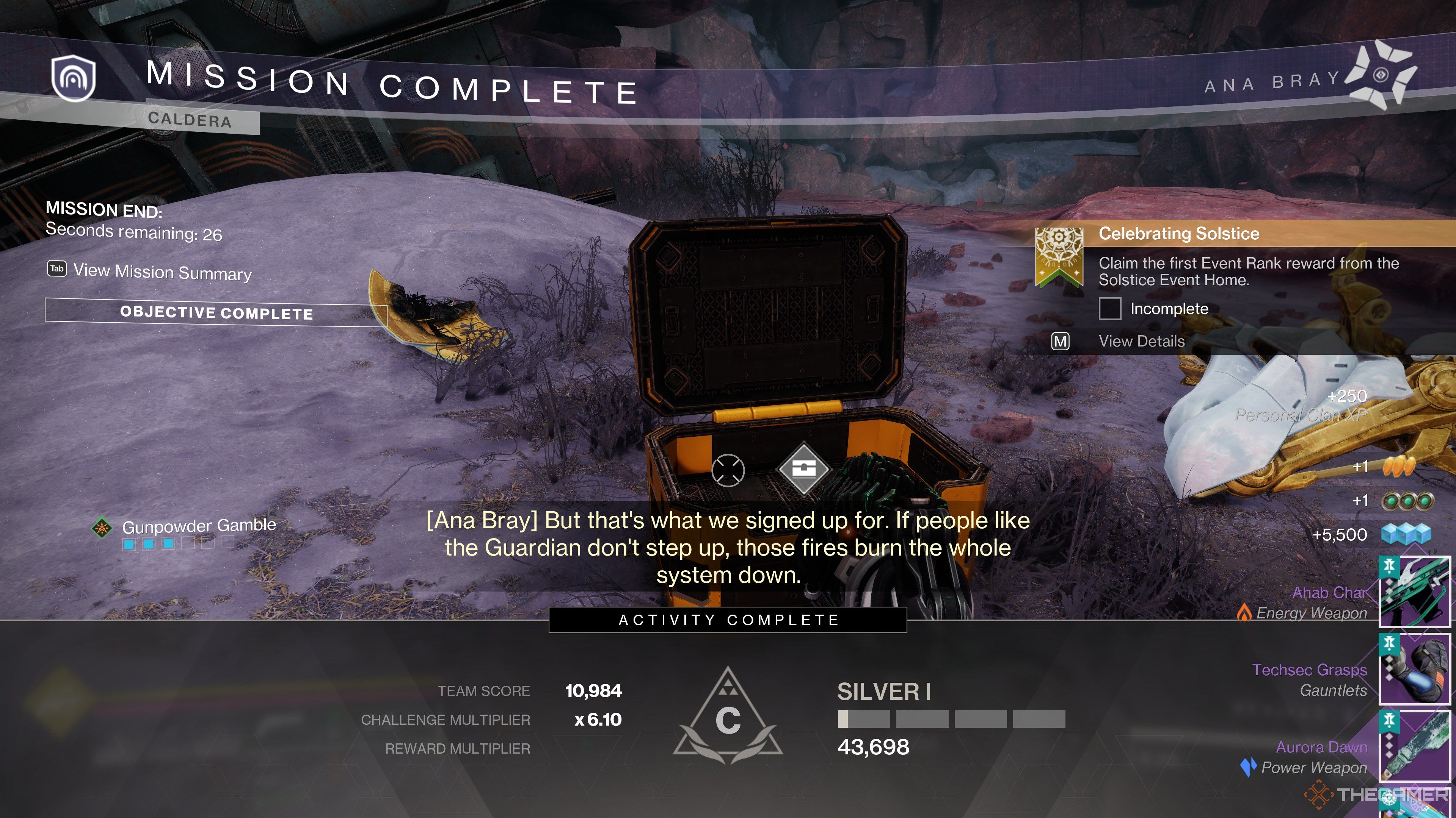 Destiny 2 Caldera Solstice Rewards