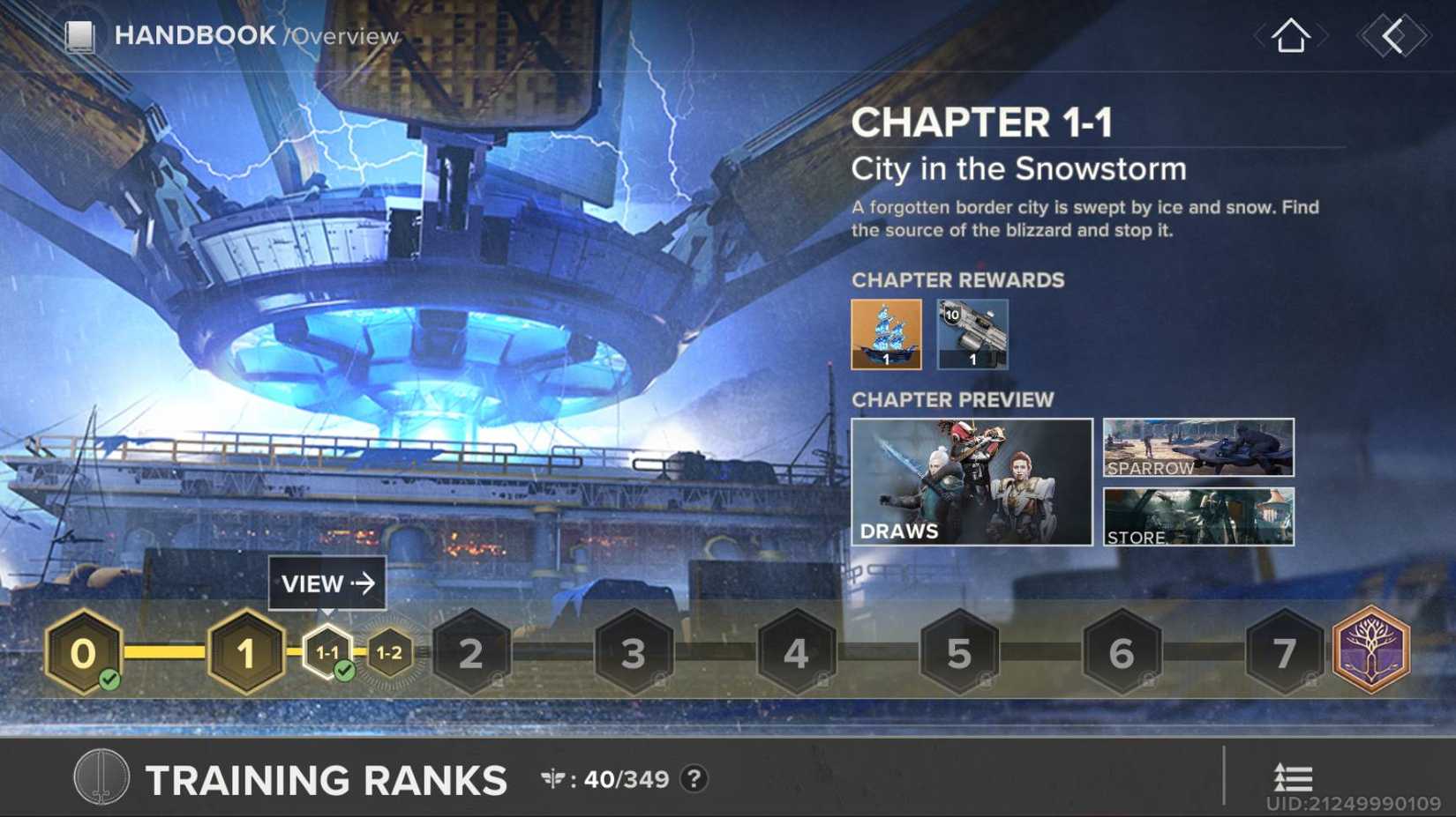 Destiny_ Rising tutorial levels menu.