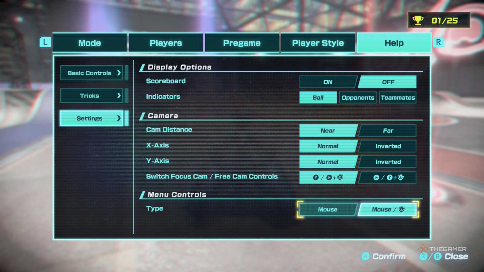 The Menu Controls Type option in Drag x Drive.