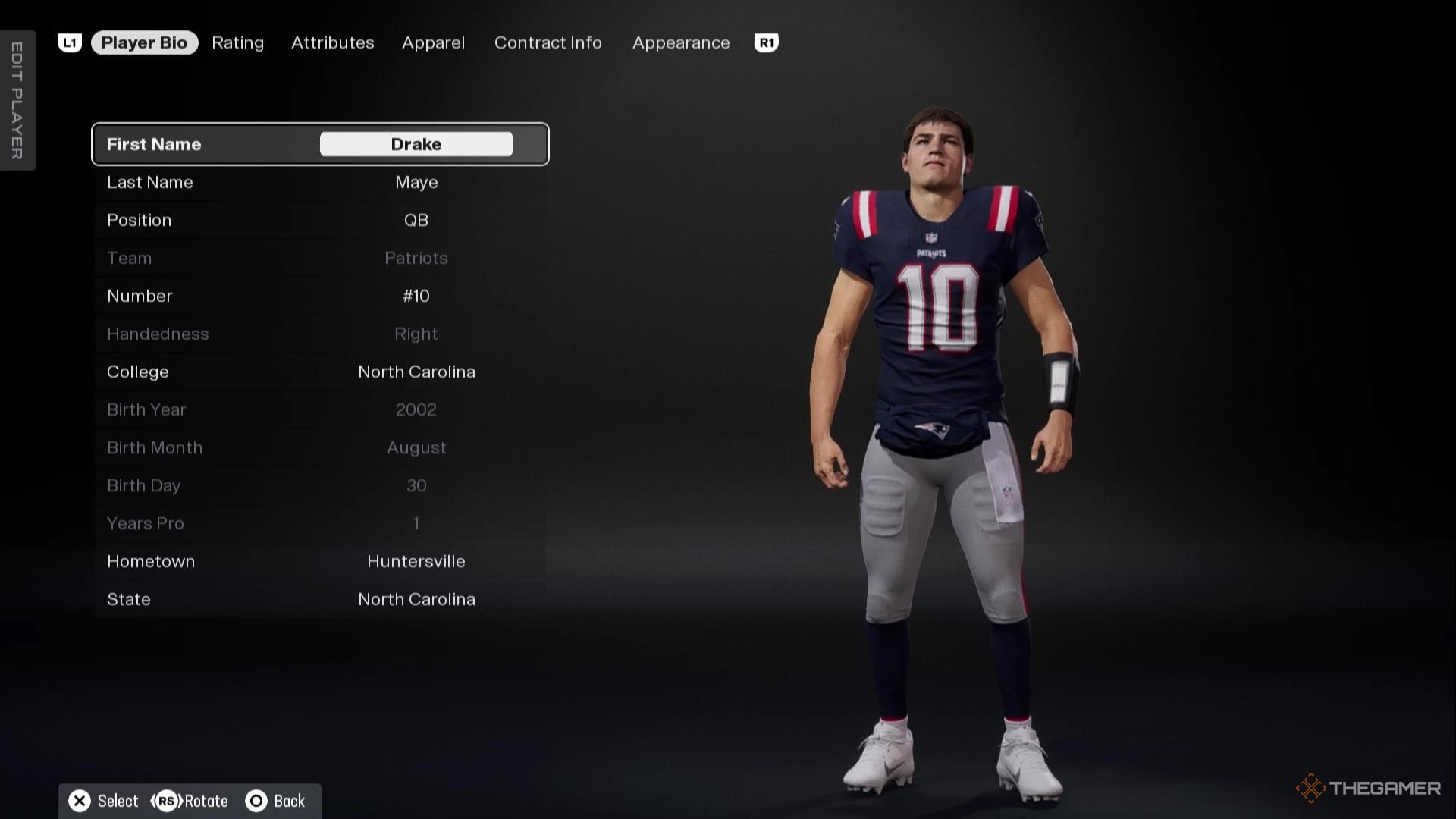 Drake Maye in Madden NFL 26.