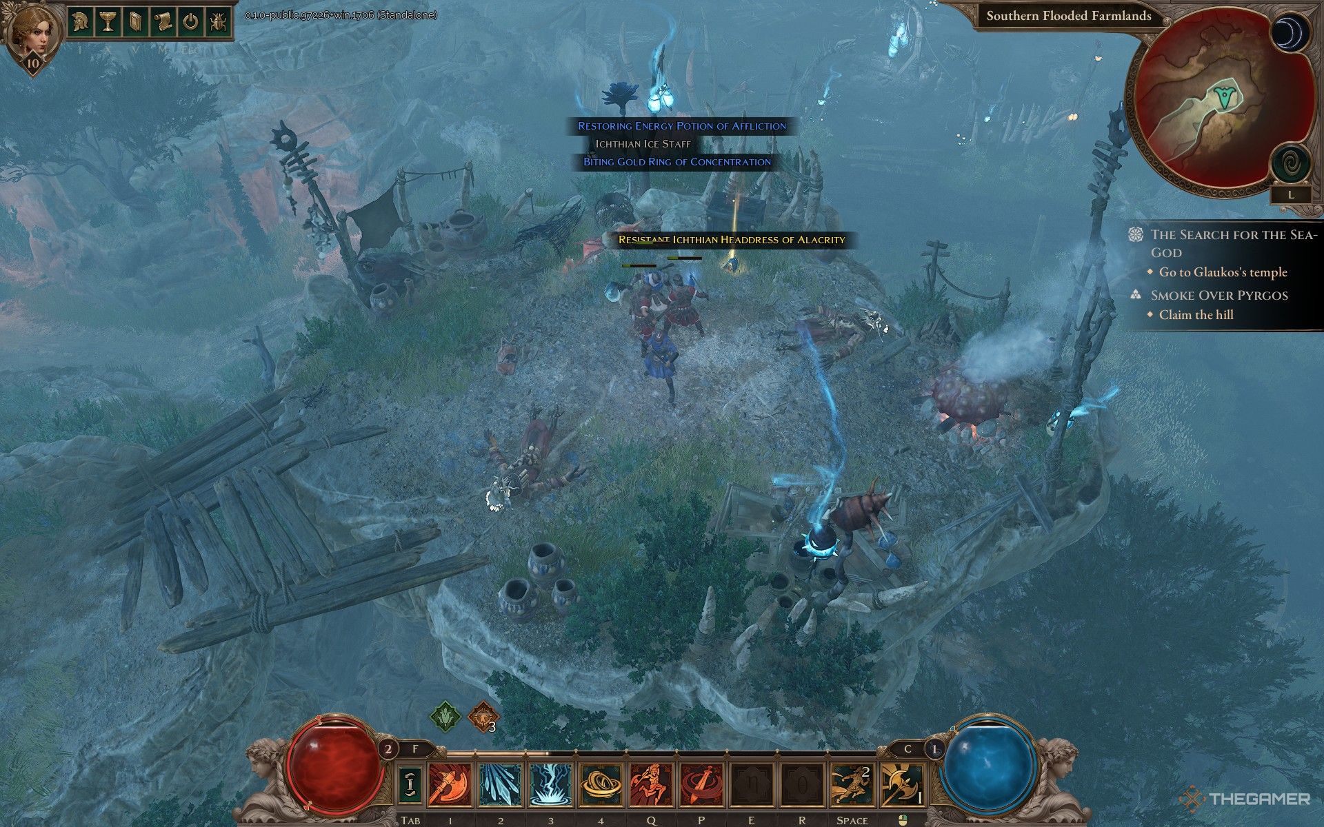 Enemies dropped blue and gold loot in Titan Quest 2.