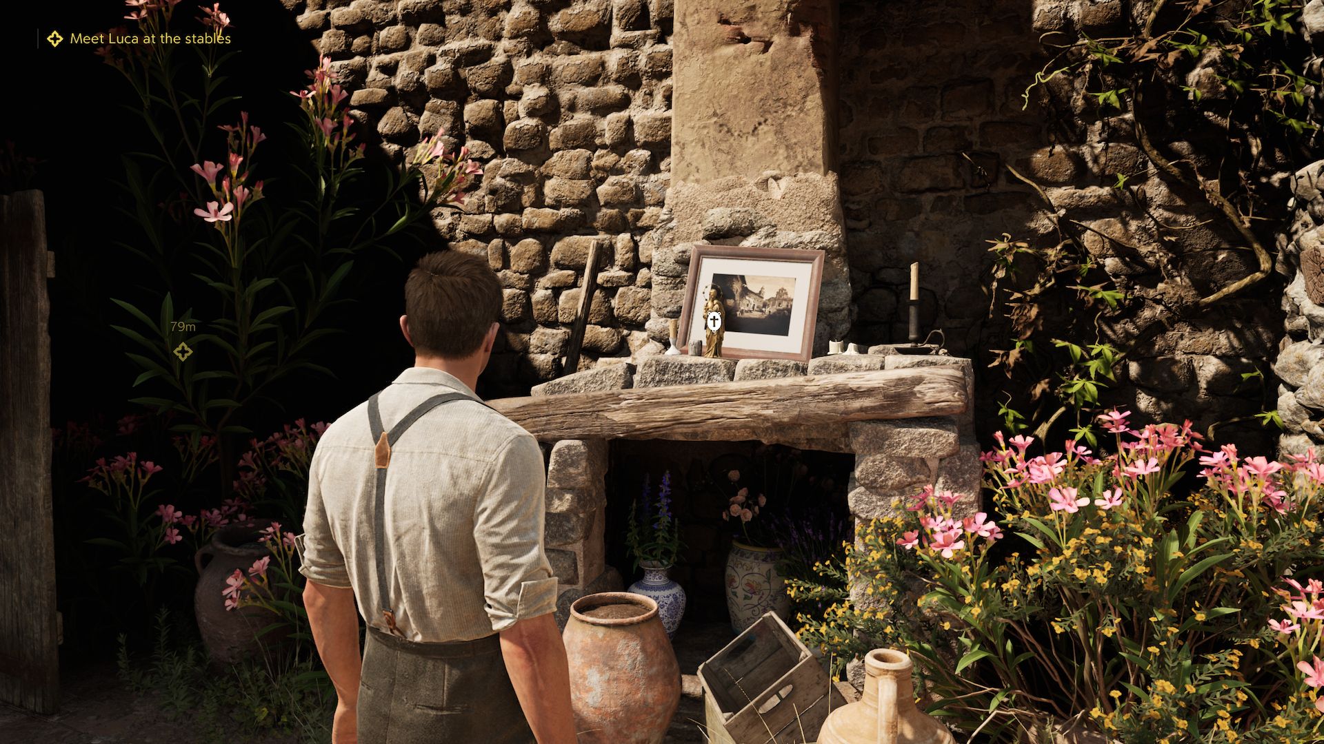 Enzo looking at a charm in Mafia The Old Country.