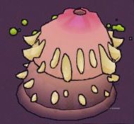 Close up of an Earthworm, a giant worm partially out of the ground with spikes all around its body, in Guntouchables.