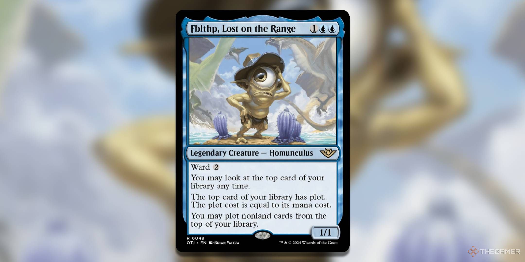 The Fblthp, Lost on the Range card, from Magic: The Gathering's Outlaws of Thunder Junction set.