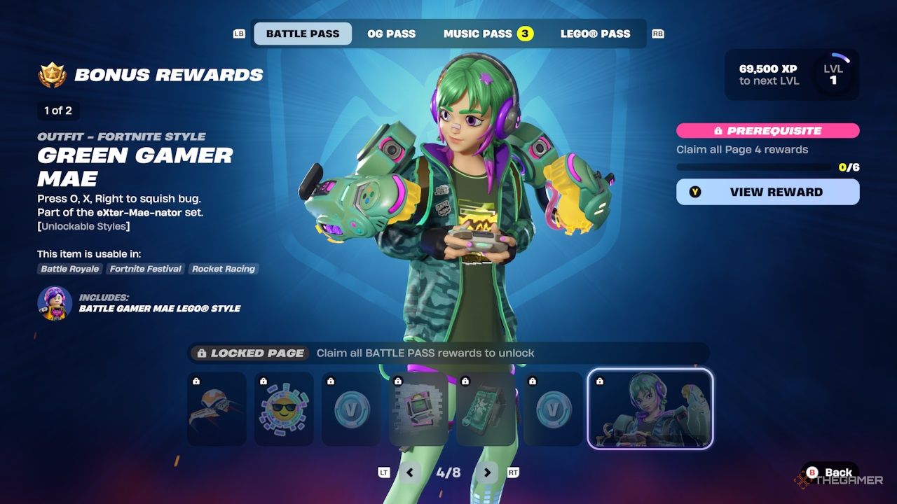 Fortnite Chapter 6 Season 4 - Battle Pass bonus rewards page four.