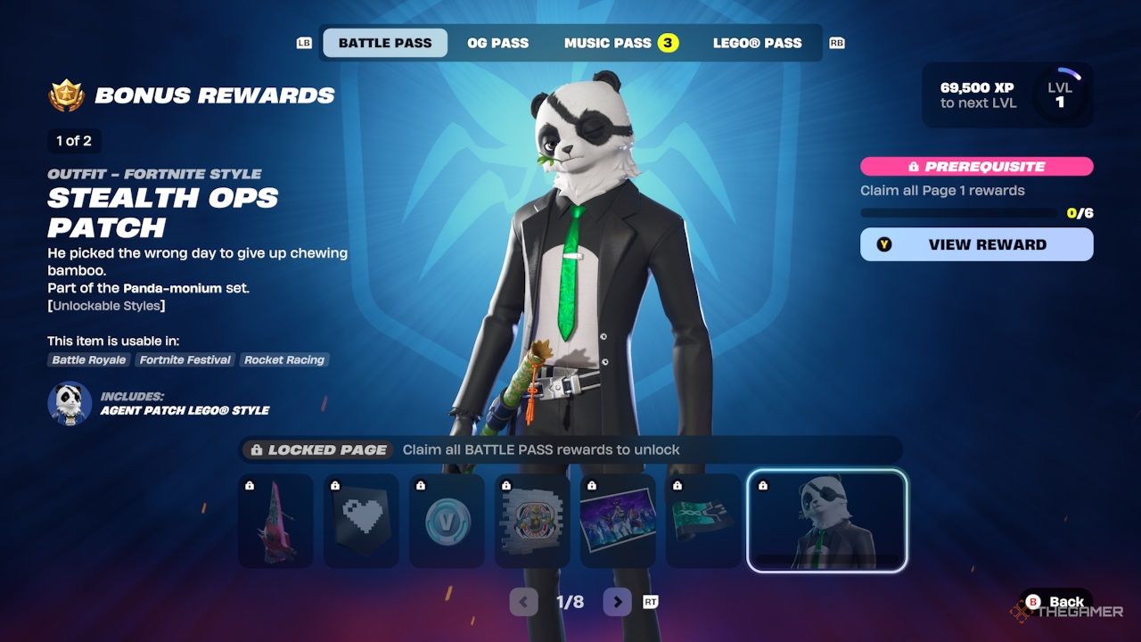 Fortnite Chapter 6 Season 4 - Battle Pass bonus rewards page one.