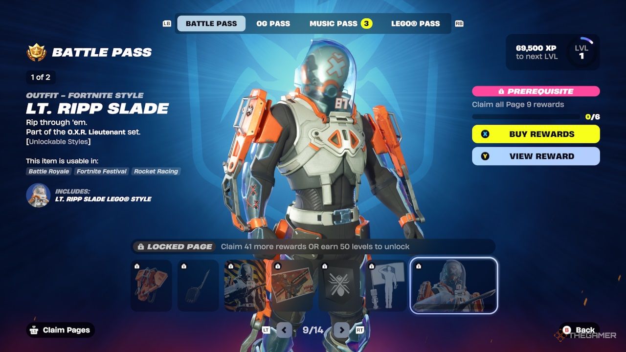 Fortnite Chapter 6 Season 4 - Battle Pass page nine.