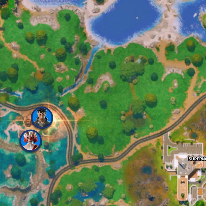 Map showing the location of Daigo and The Night Rose in Fortnite: Chapter 6, Season 4.