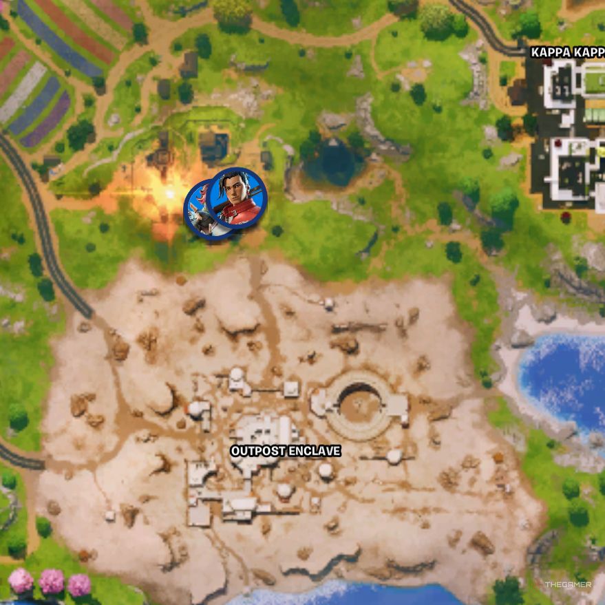Map showing the location of Jade and Kendo in Fortnite: Chapter 6, Season 4.