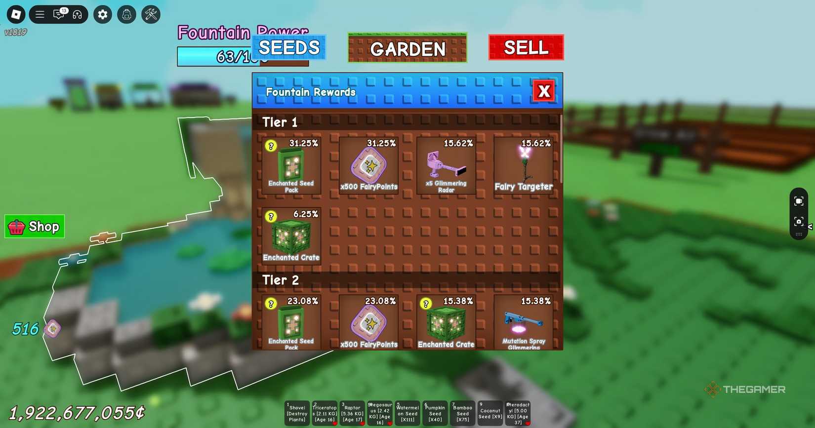 Fountain rewards in Roblox's Grow a Garden.