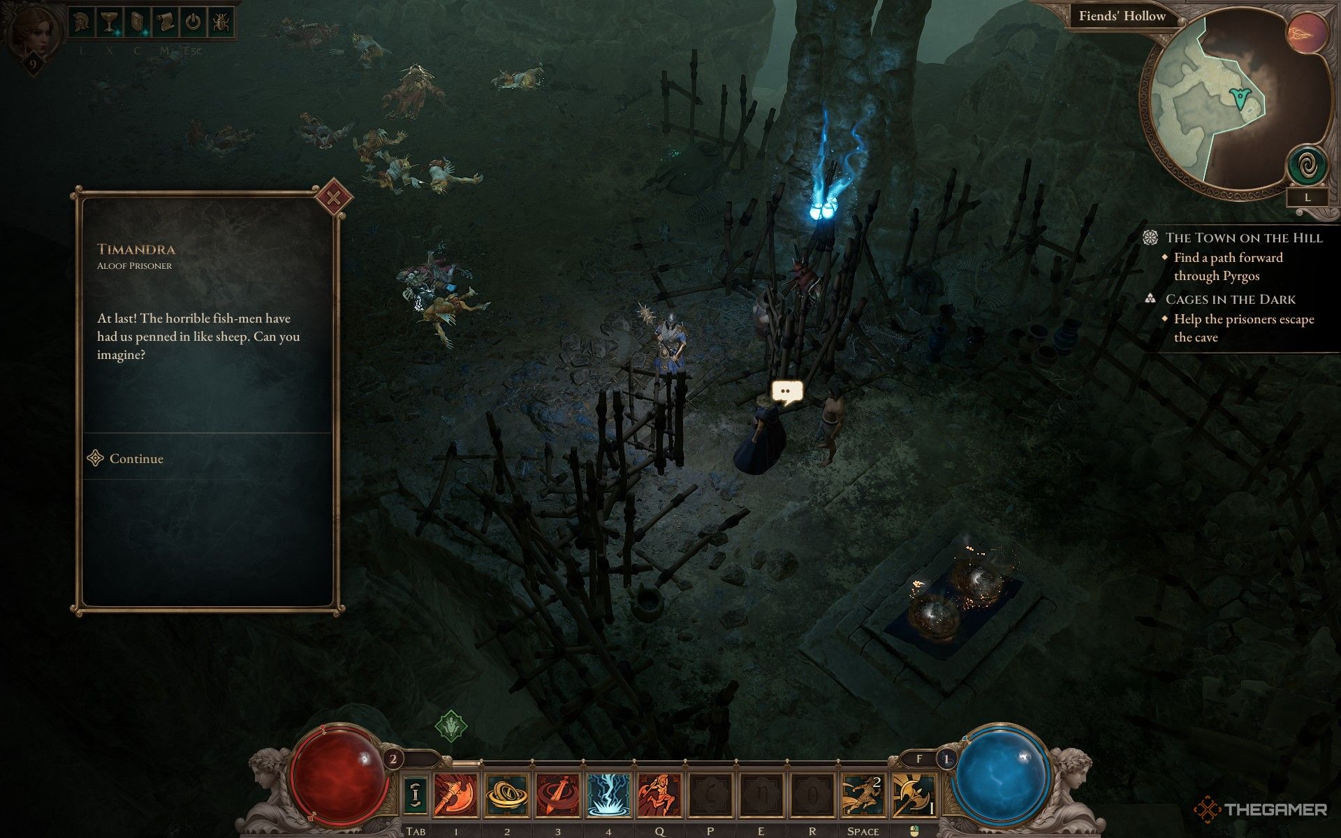 Freeing prisoners in the Cages in the Dark quest in Titan Quest 2.